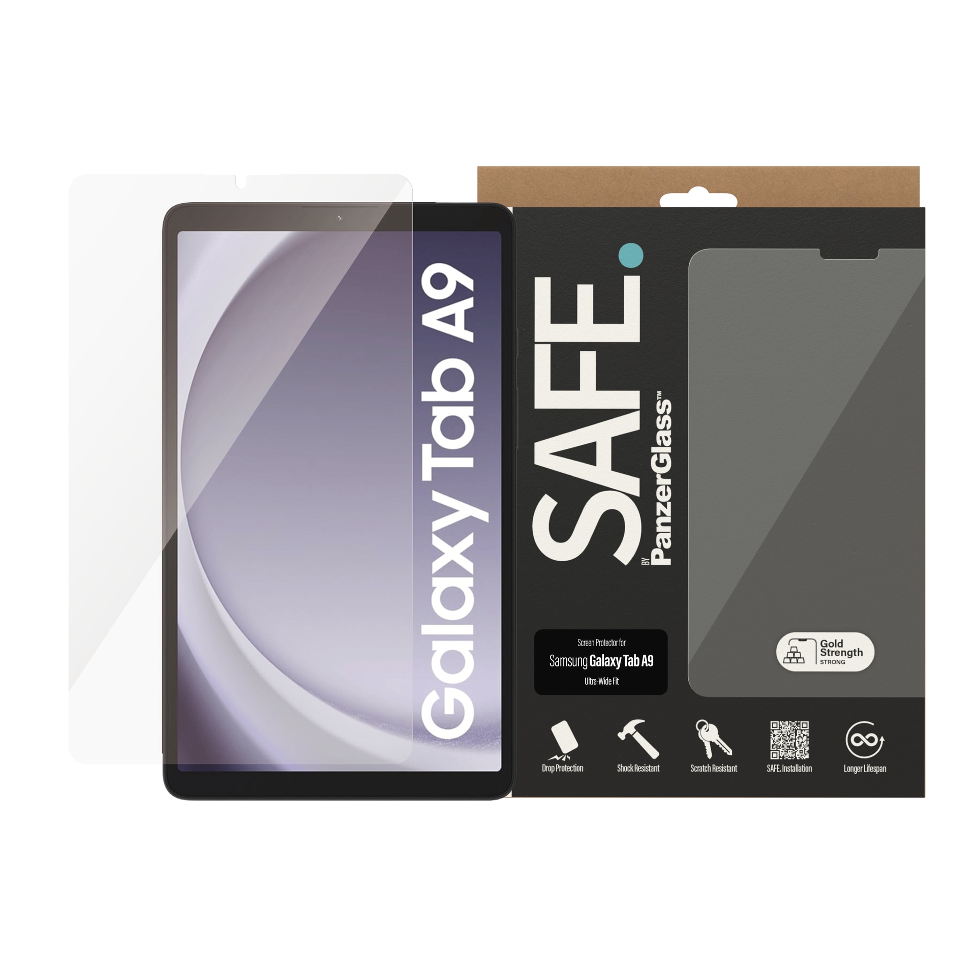 Displayschutzglas »Ultra-Wide Fit Screen Protector«, für Samsung Galaxy Tab A9, Displayschutzfolie, Schutzfolie, Bildschirmschutz, kratz- & stoßfest