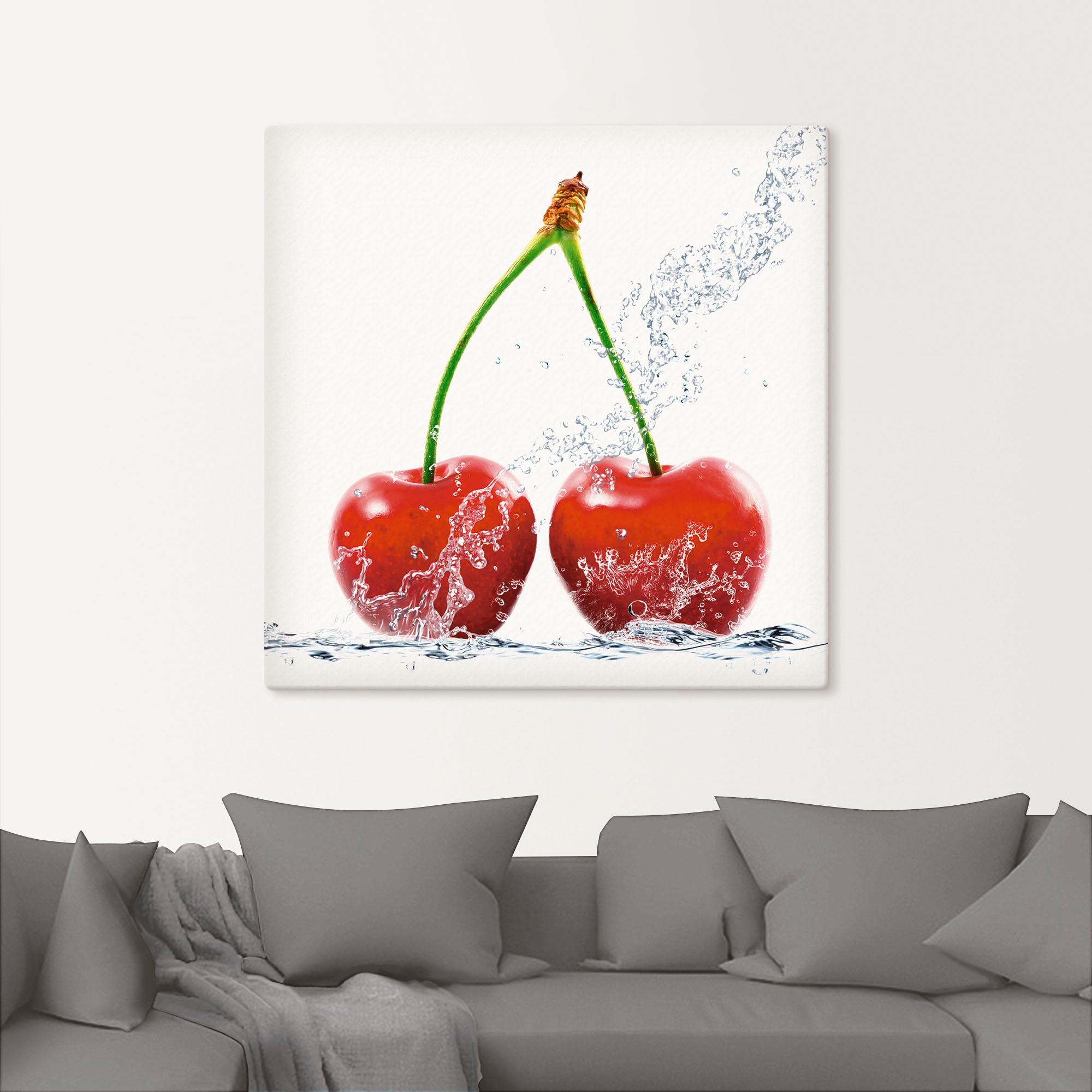 Artland Wandbild "Kirschen mit Spritzwasser", Lebensmittel, (1 St.), als Le günstig online kaufen