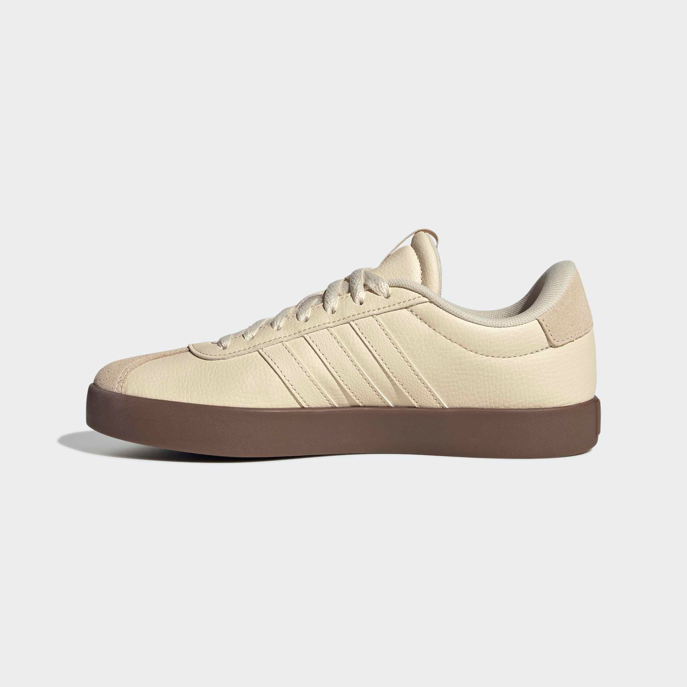 Sneaker ADIDAS SPORTSWEAR "VL COURT 3.0", Damen, Gr. 37, wonder weiß, wonder weiß, gold metallic, Leder, Synthetik, Schuhe Sneaker, inspiriert vom Design des adidas samba, Topseller 2