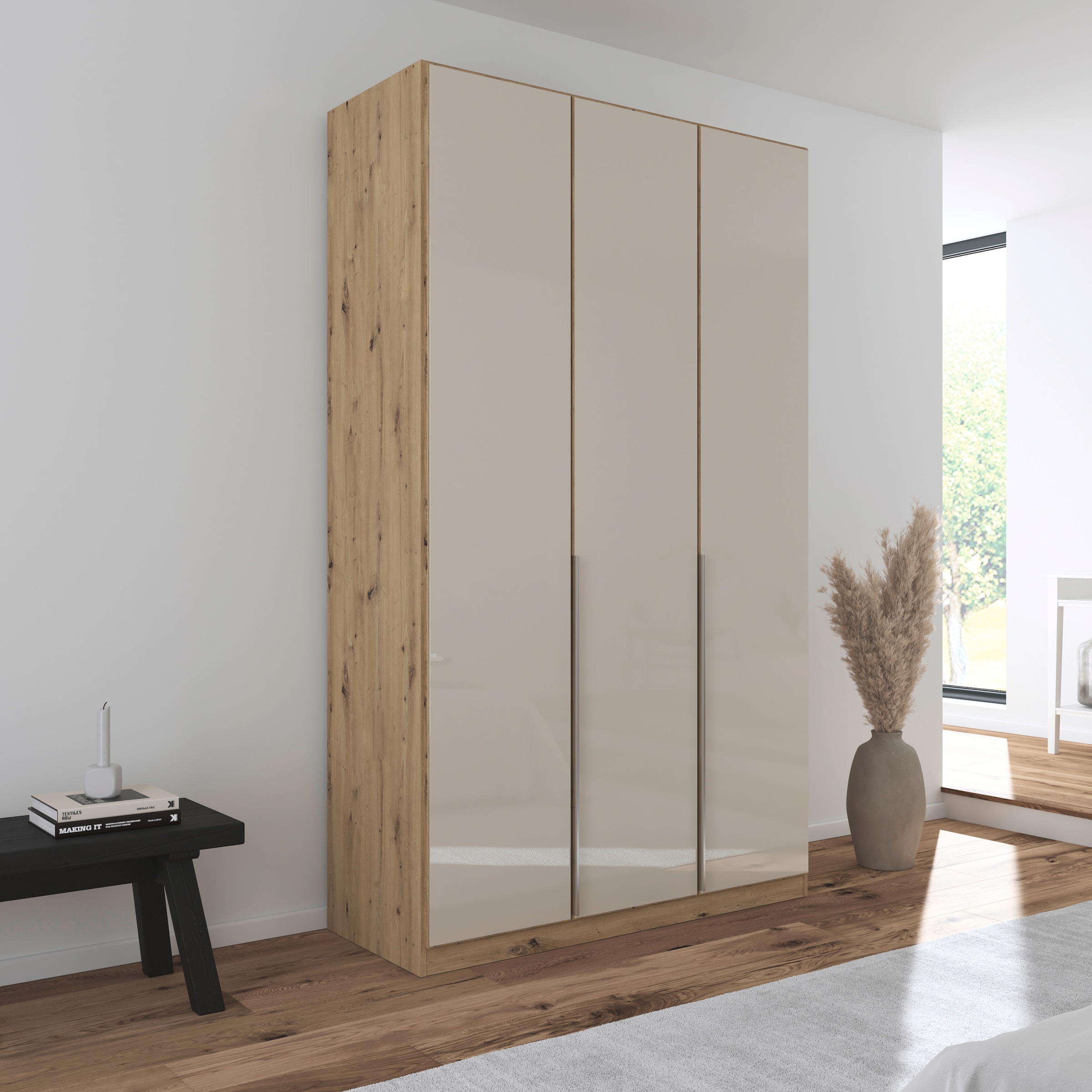 rauch Drehtürenschrank »Kleiderschrank Kleiderschränke Schrank Garderobe AGORDO mit Glasfront«, (in zwei Griff-Farben), durchdachte Innenausstattung, in 6 Breiten und 2 Höhen MADE IN GERMANY