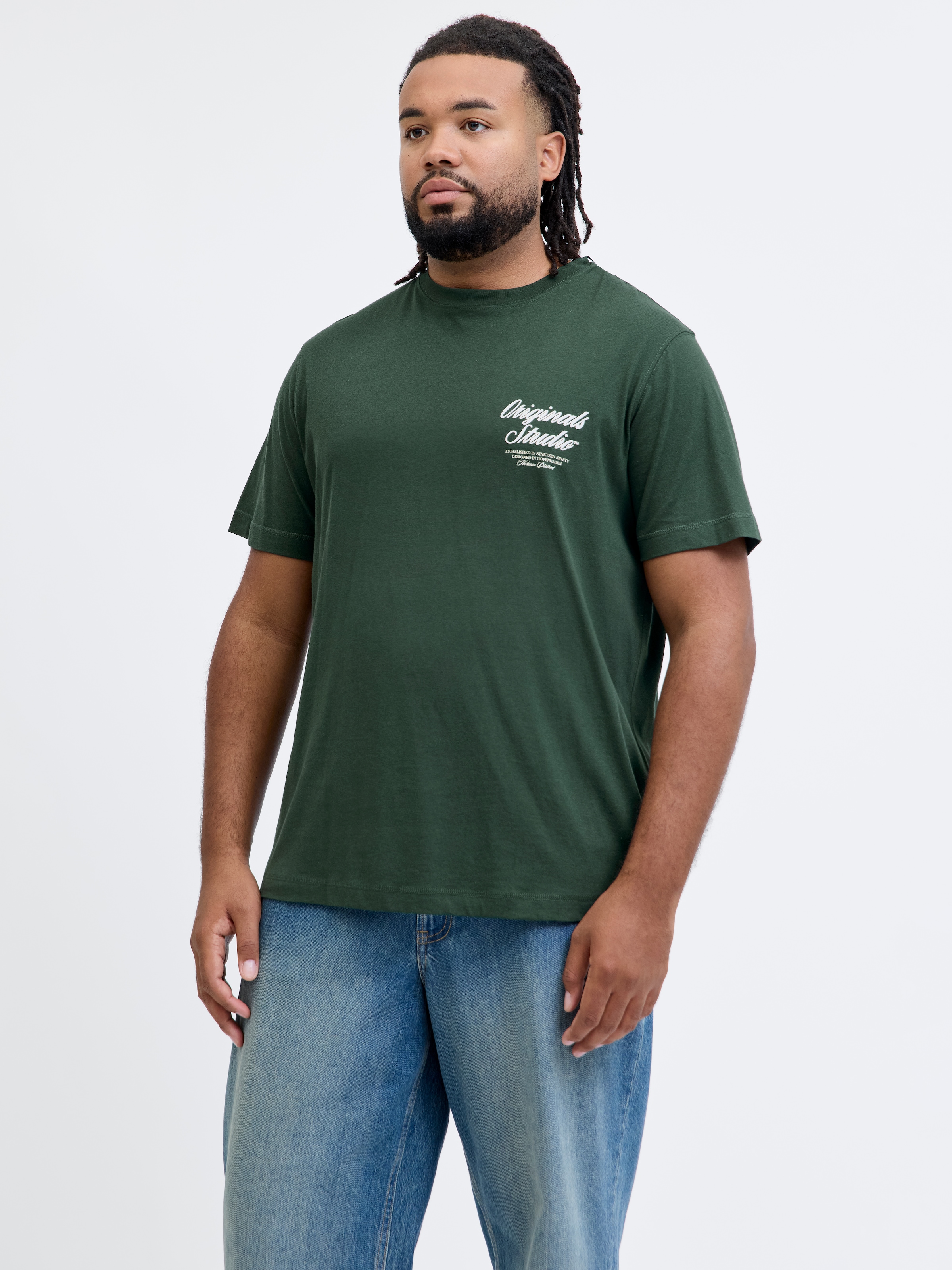 Jack & Jones PlusSize Kurzarmshirt "JORNORREBRO TYPO TEE SS CREW NECK PLS" Baumwolle, regular fit
