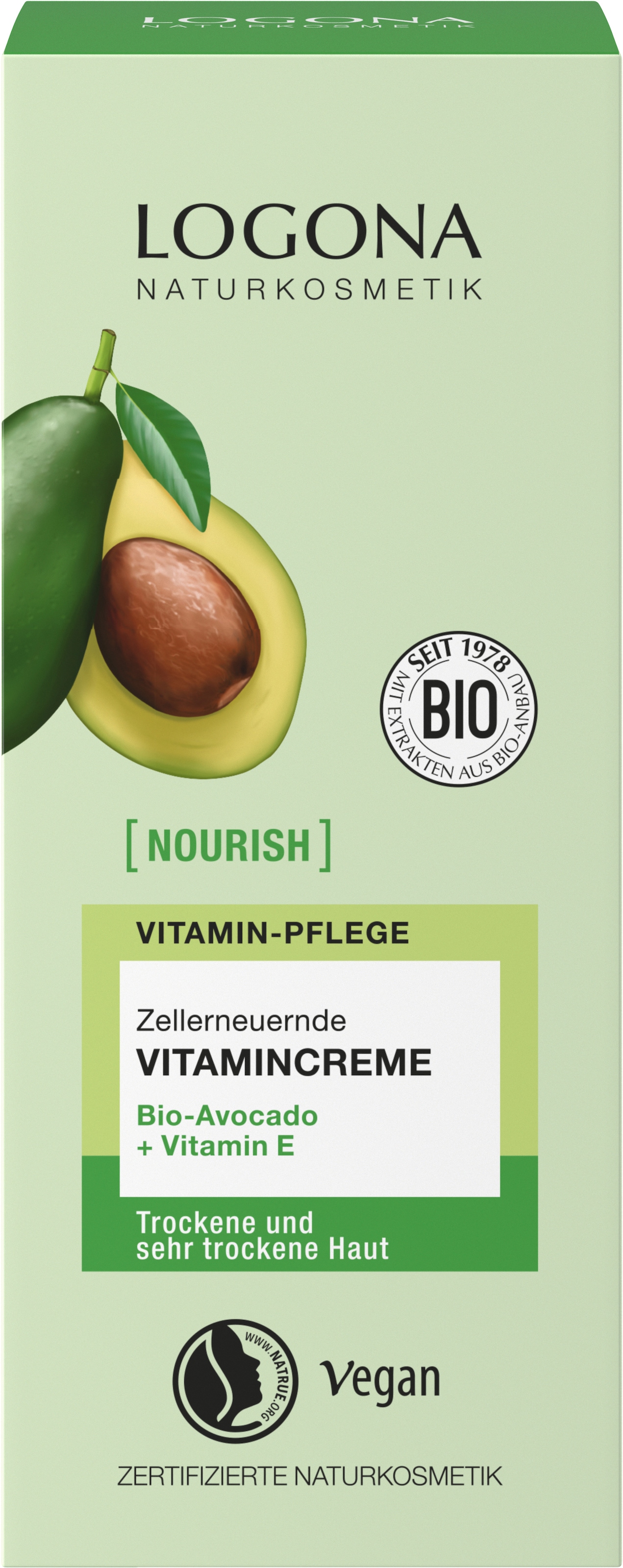 LOGONA Gesichtspflege »nourish Zellerneuernde Vitamincreme« für sehr trockene und trockene Haut, vegan formuliert