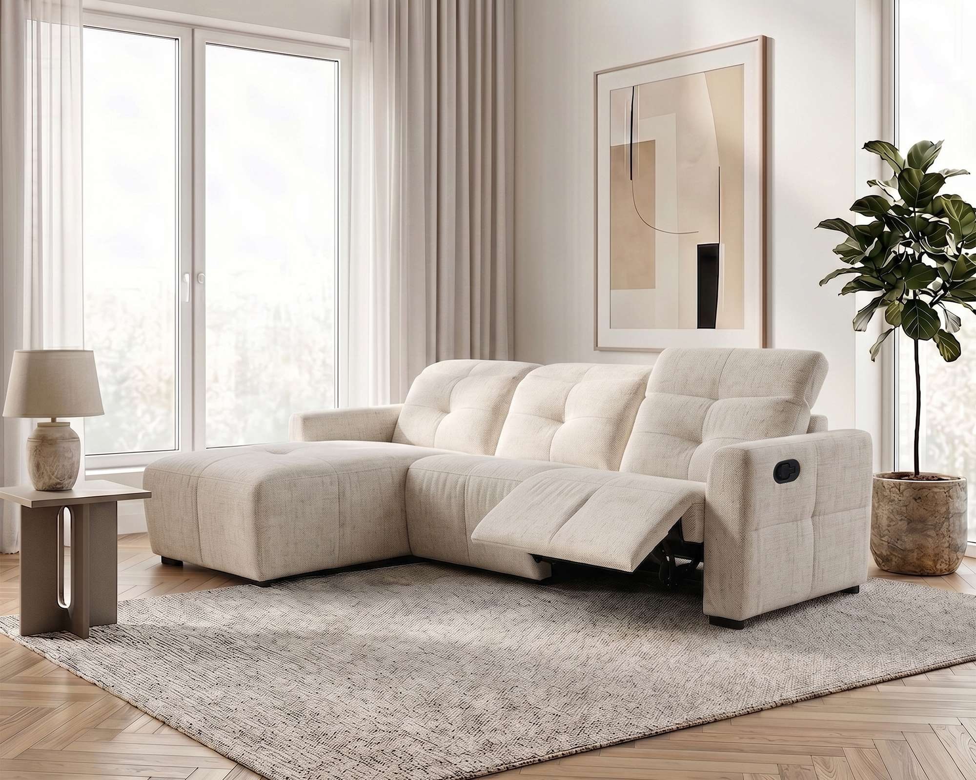 OTTO home Ecksofa "CAARLA Webstoff, L-Form, 261 cm, man. o. elektr. Relaxfunktion (USB)" mit USB-A und USB-C bei elektrischer Ausführung, Kopfteilverstellung