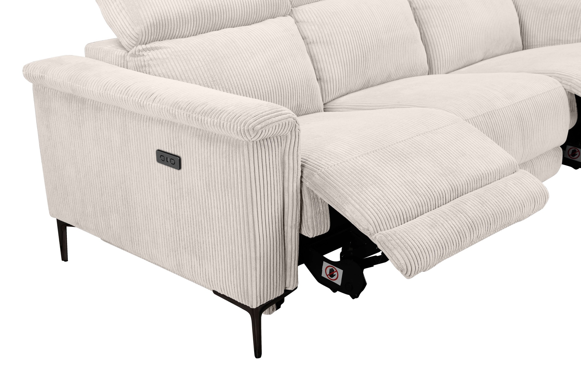 Places of Style 3-Sitzer »Lund Cord, mit manueller o. elektrischer Relaxfunktion in 2 Sitzen,«, USB-A, Kopfteilverstellung, Breite 222 cm