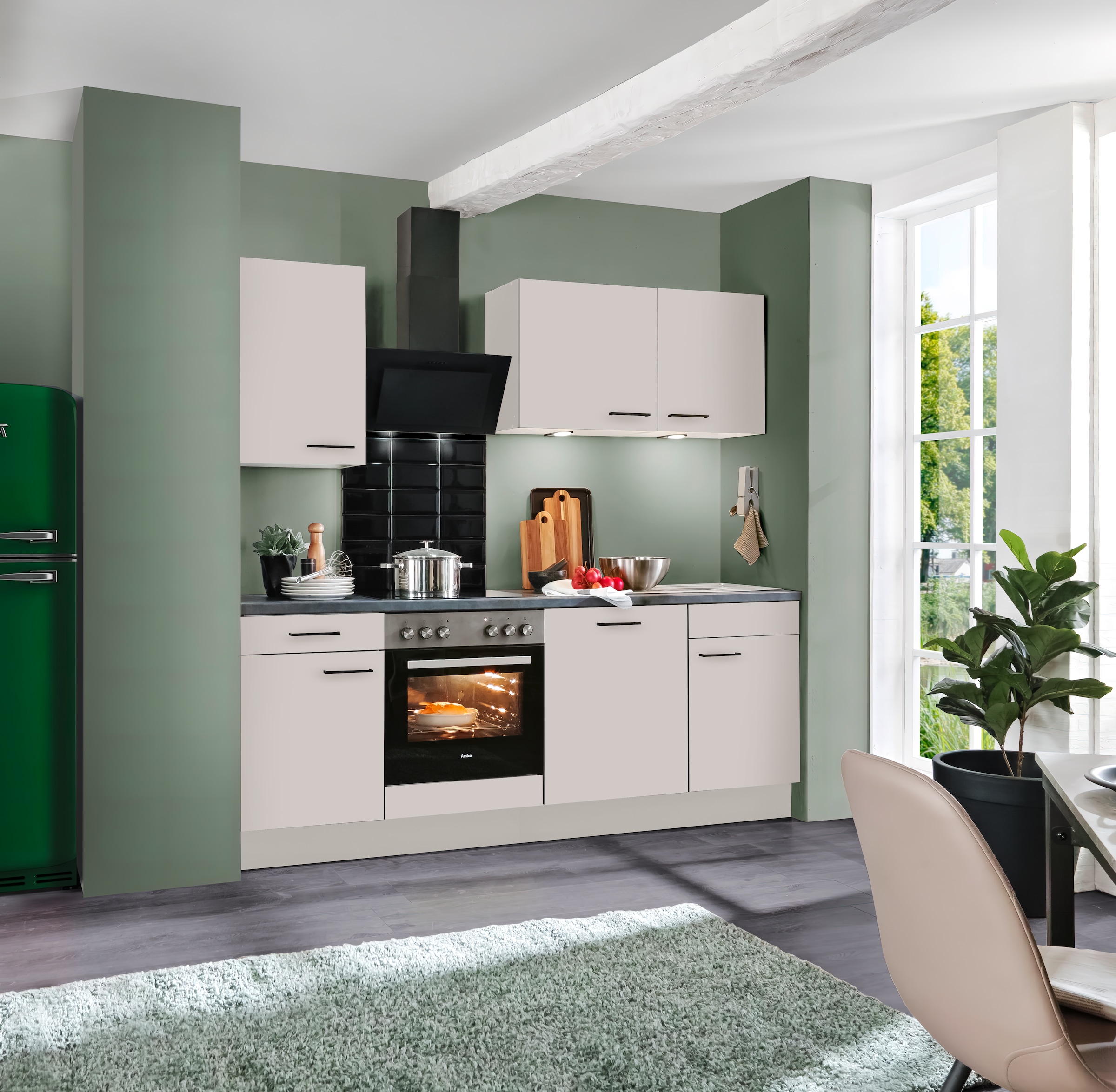 wiho Küchen Küche »Nisos« Soft-Close-Funktion, Breite 220 cm, höhenverstellbare Füße