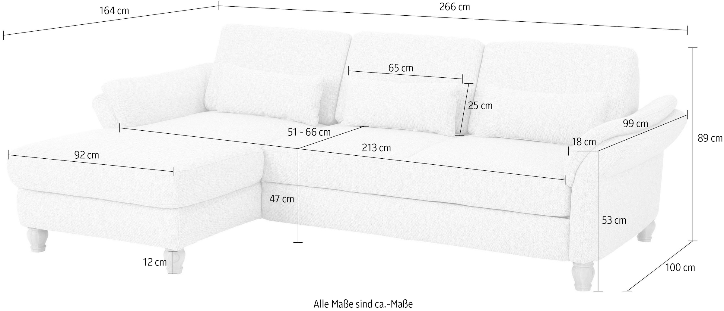 Home affaire Ecksofa »Palace L-Form«, incl. Sitztiefenverstellung, wahlweise mit Bettfunktion und Stauraum