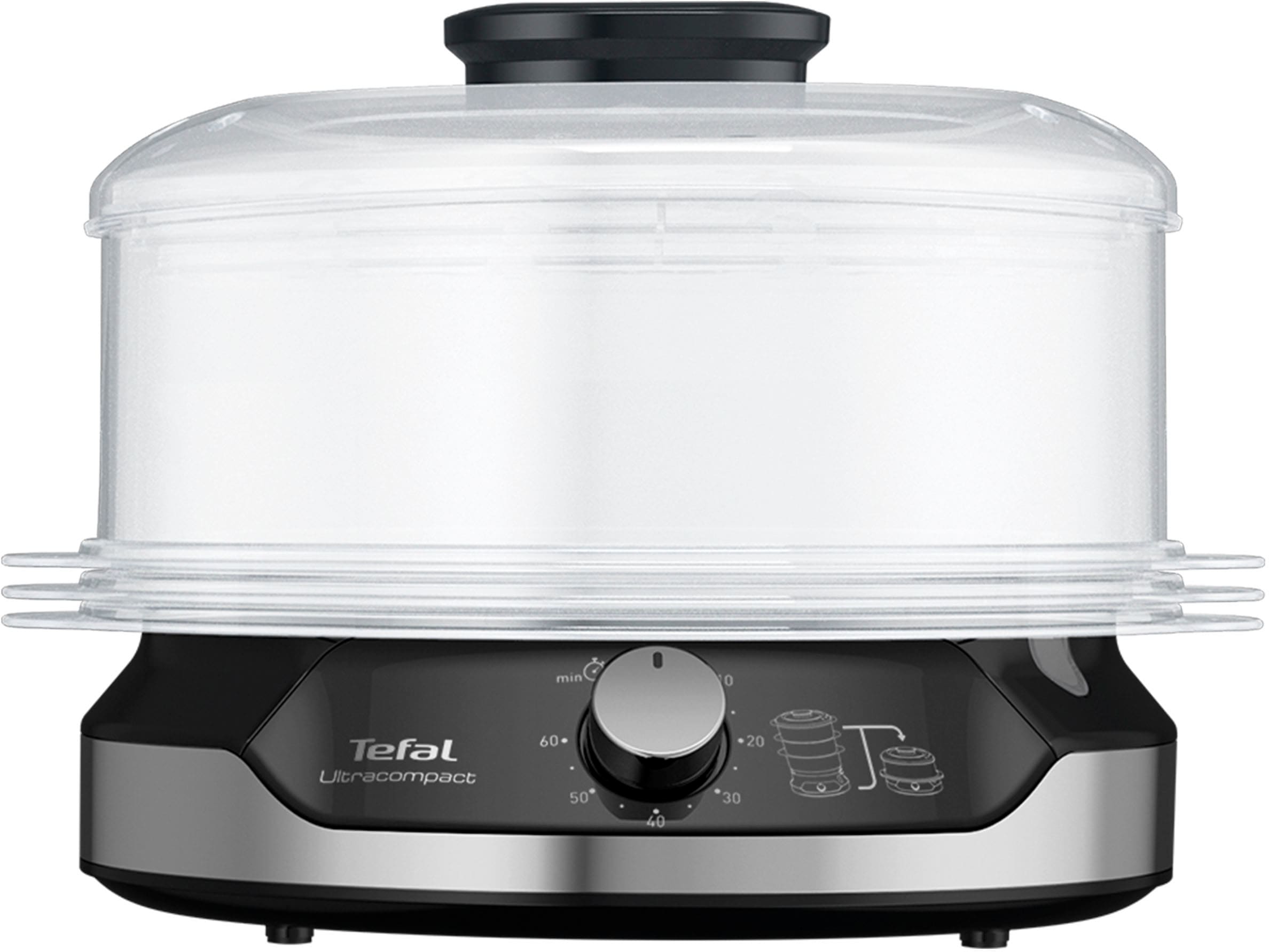 Tefal Dampfgarer »VC2048 Ultracompact«, 800 W, 3 Aufsätze,  60-Minuten-Timer, 9-L-Kapazität, inkl. Reis-Einsatz | BAUR