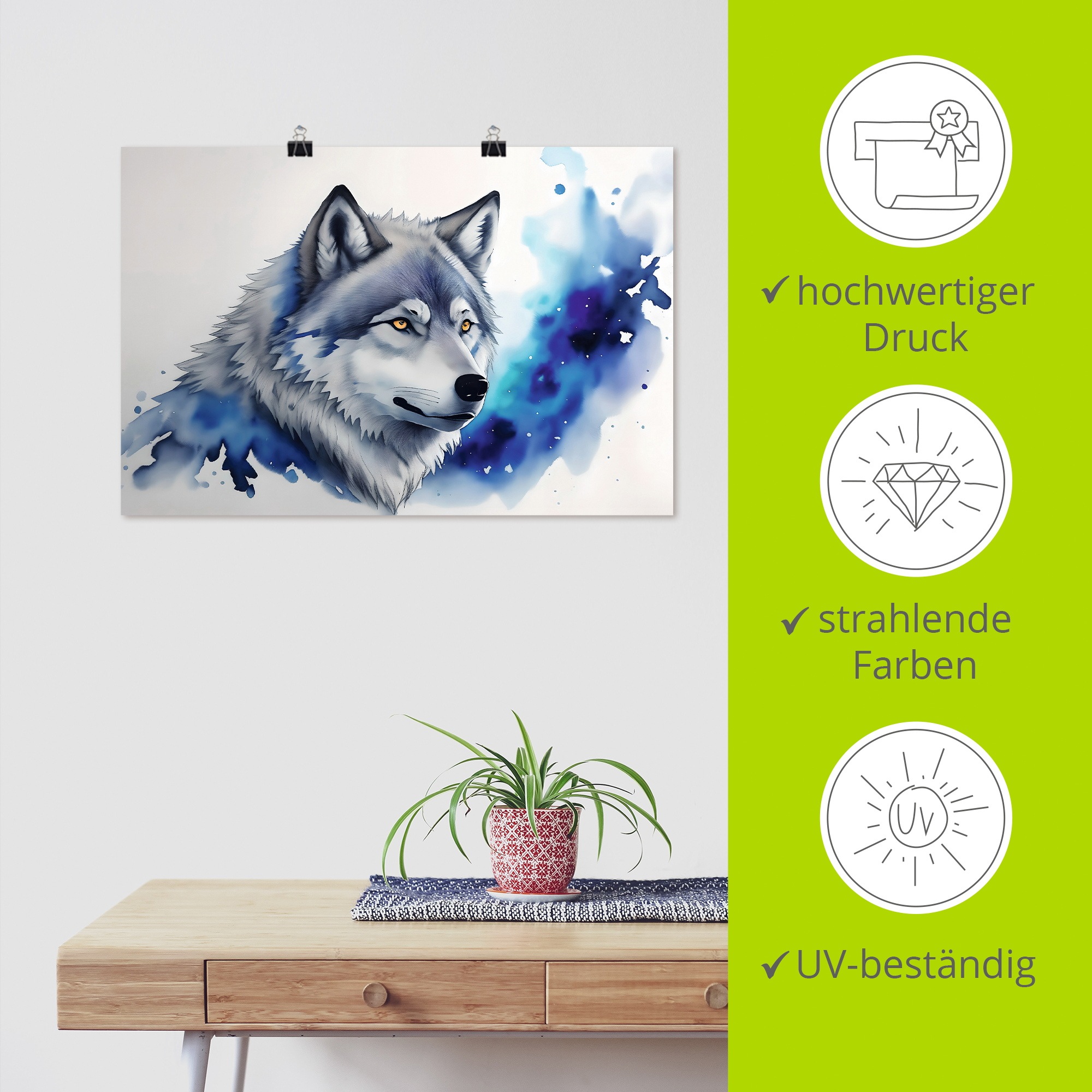 Artland Wandbild »Wolf« Wolfbilder 1 Stk. tlg. als Alubild, Leinwandbild, Poster, Wandaufkleber in verschied. Größen