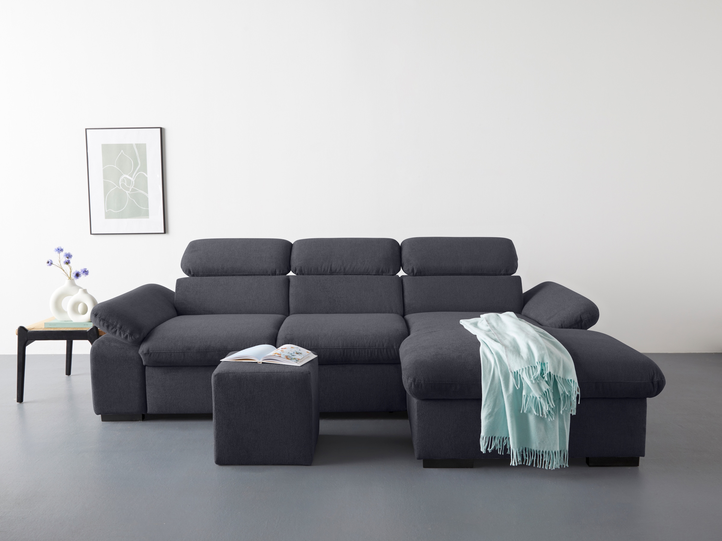 COTTA Ecksofa "Lola L-Form", (Set, mit Hocker), mit Hocker & Kopfteilfunkti günstig online kaufen