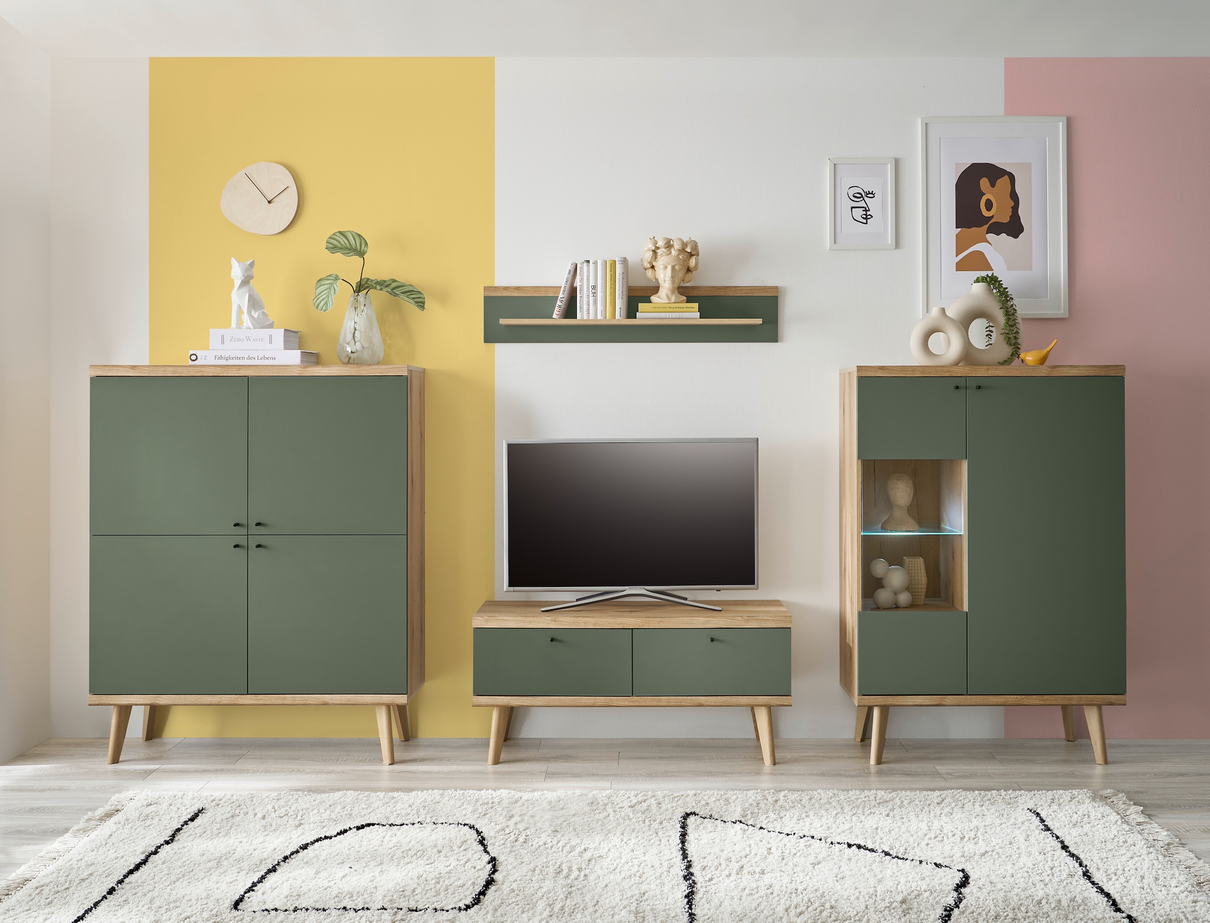 INOSIGN Wohnwand "MAVAS" Set, 4 Stk. tlg. in moderner Trendfarbe, Griffe au günstig online kaufen