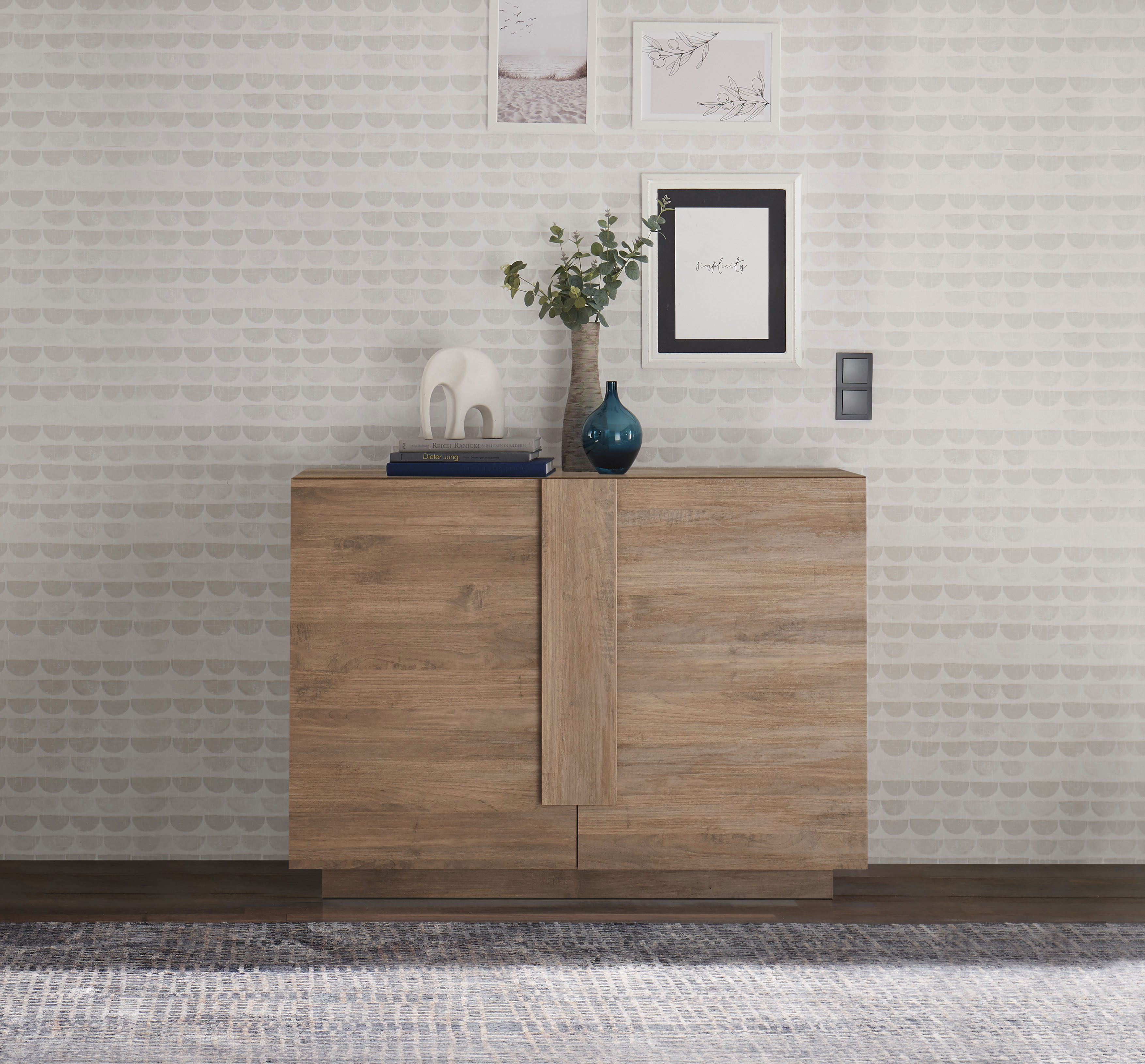 Home affaire Sideboard "Jupiter, Breite 121 cm, Kommode 2 Türen - Soft Closing, Anrichte," moderne Griffblende, FSC, cleveres Stauraumkonzept