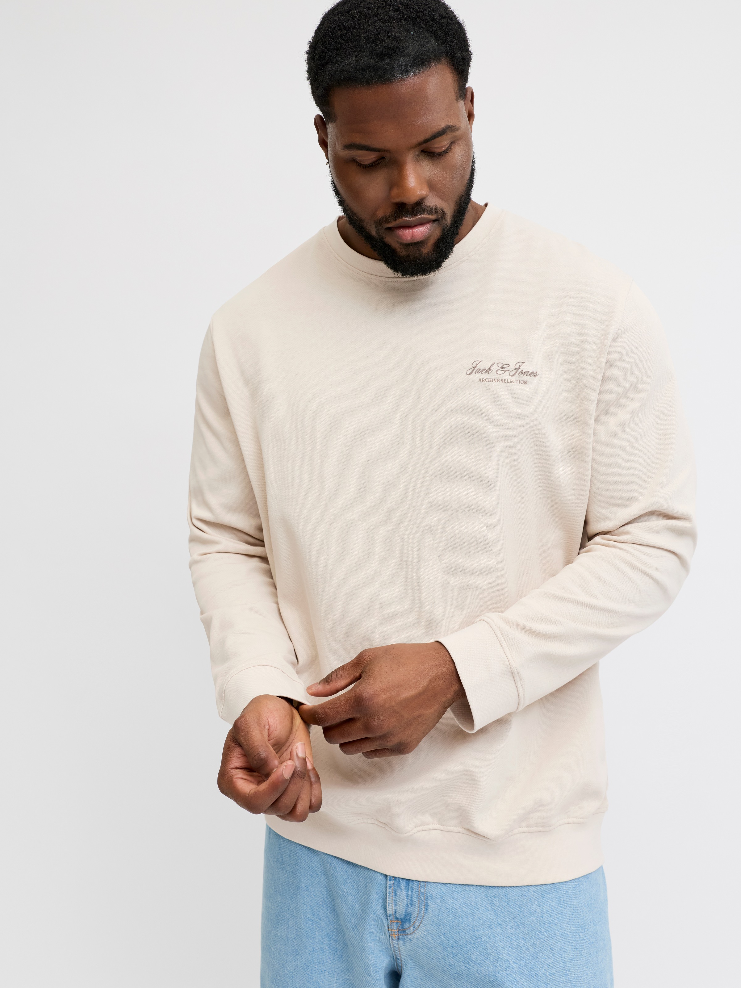 Jack & Jones PlusSize Sweatshirt "JJEARCHIVE GRAPHIC SWEAT CN NOOS PLS", Baumwollmischung, relaxed fit