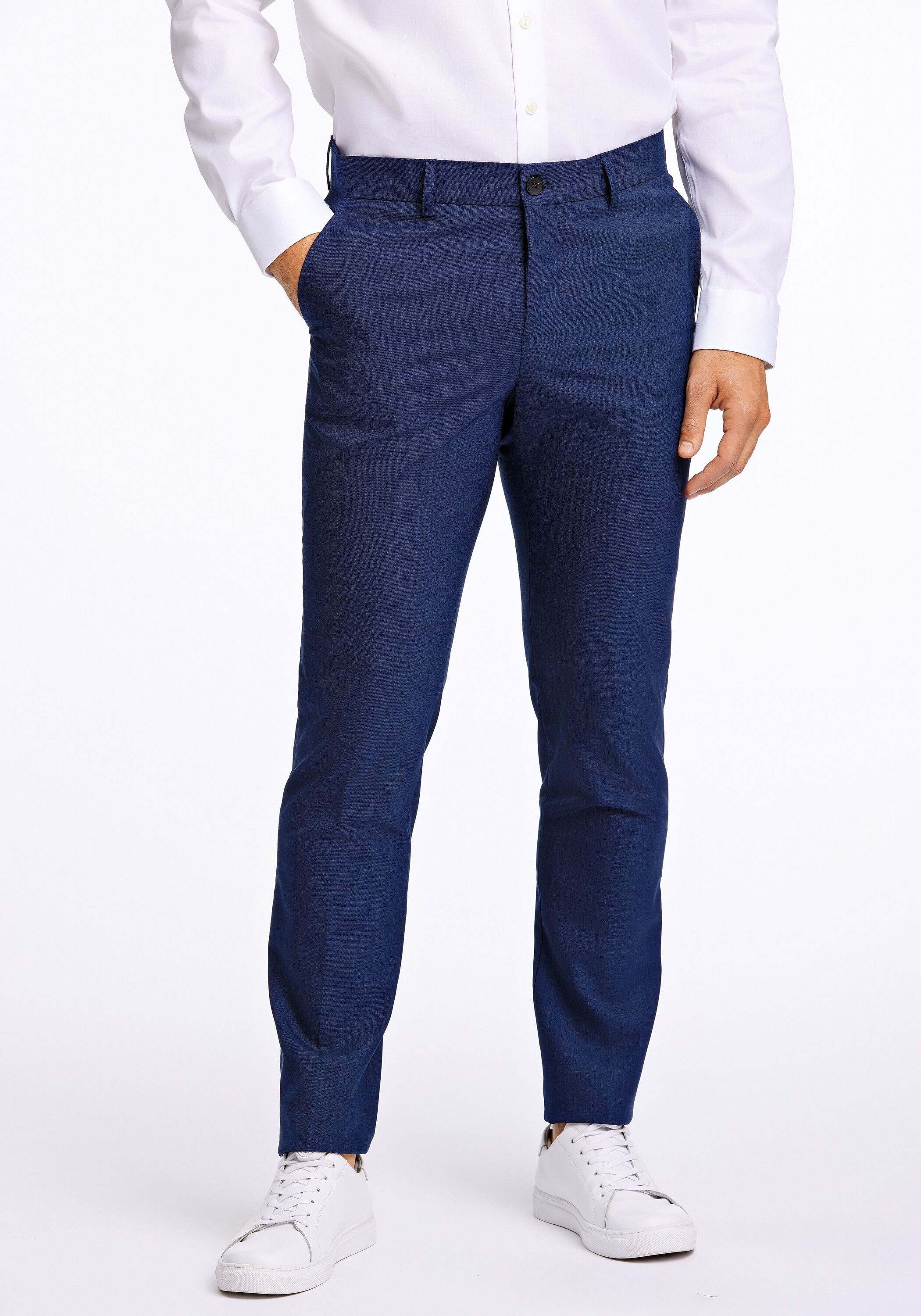 LINDBERGH Herren Anzughose "Lindbergh Anzughose", blau, Gr. 54, Obermaterial: 52% Wolle, 45% Polyester, 2% Elasthan 1%, sonstige Fasern, Hosen