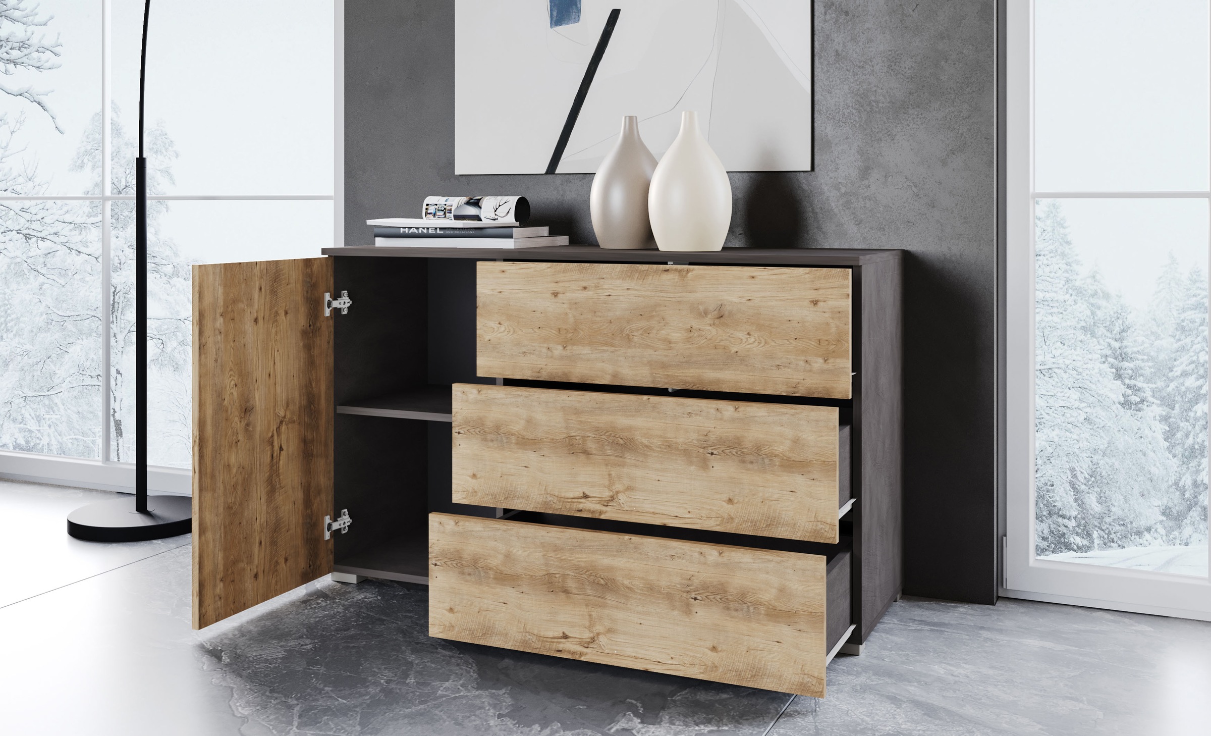 OTTO home Sideboard "PARIS" 1 Stk. tlg. Moderne 110cm breite grifflose Komm günstig online kaufen