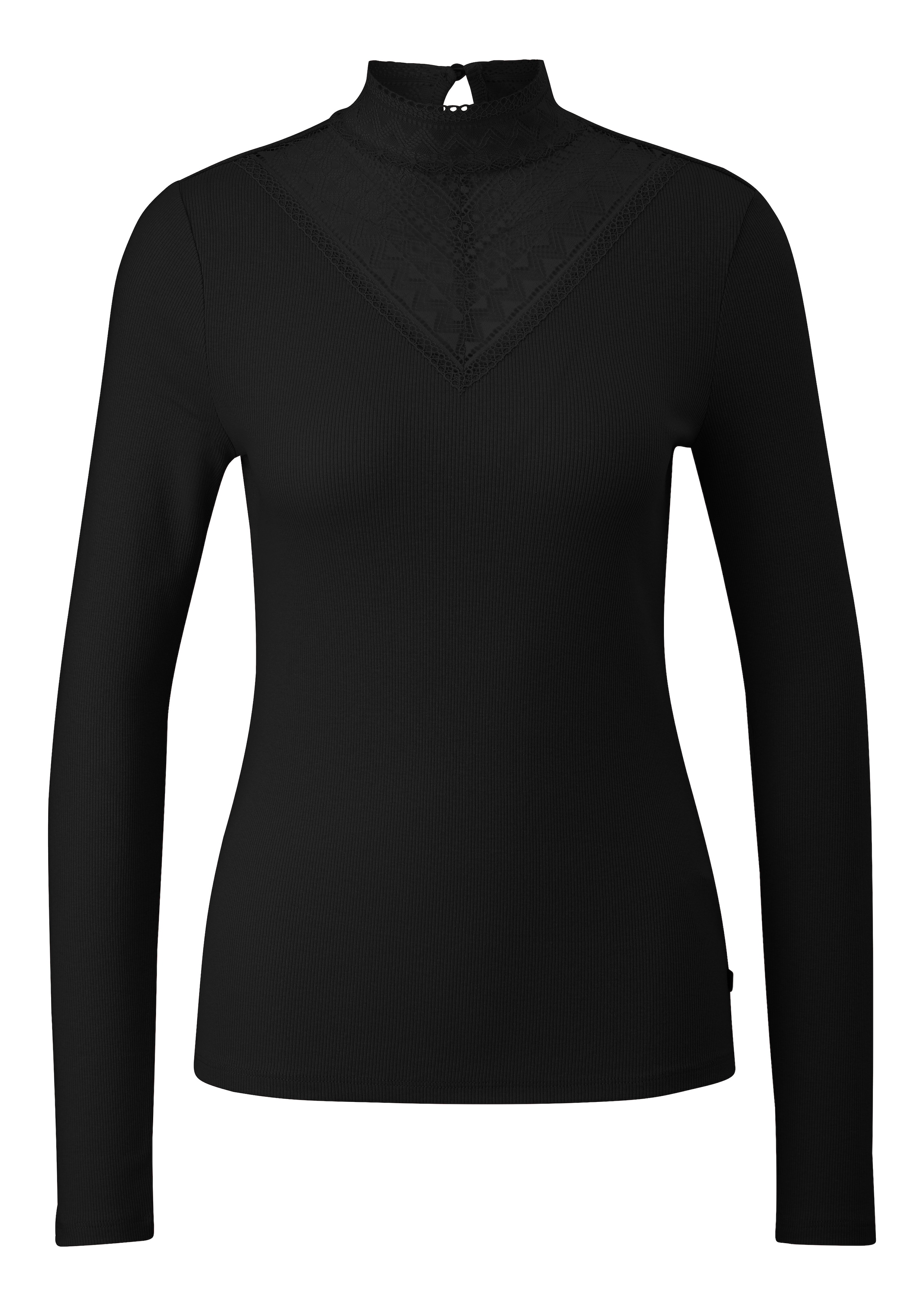 QS Langarmshirt mit Spitzeneinsatz