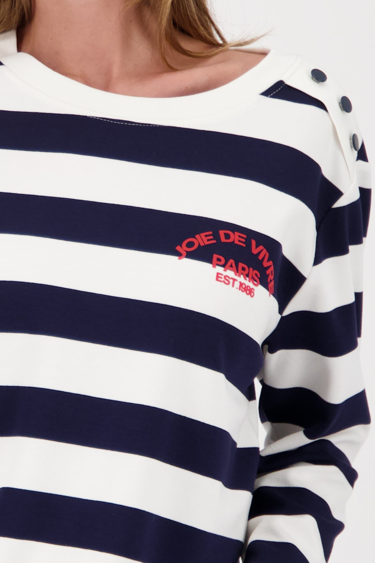 Monari Sweatshirt , Rundhalsausschnitt, Regular Fit, Knopfleiste an der Schulter
