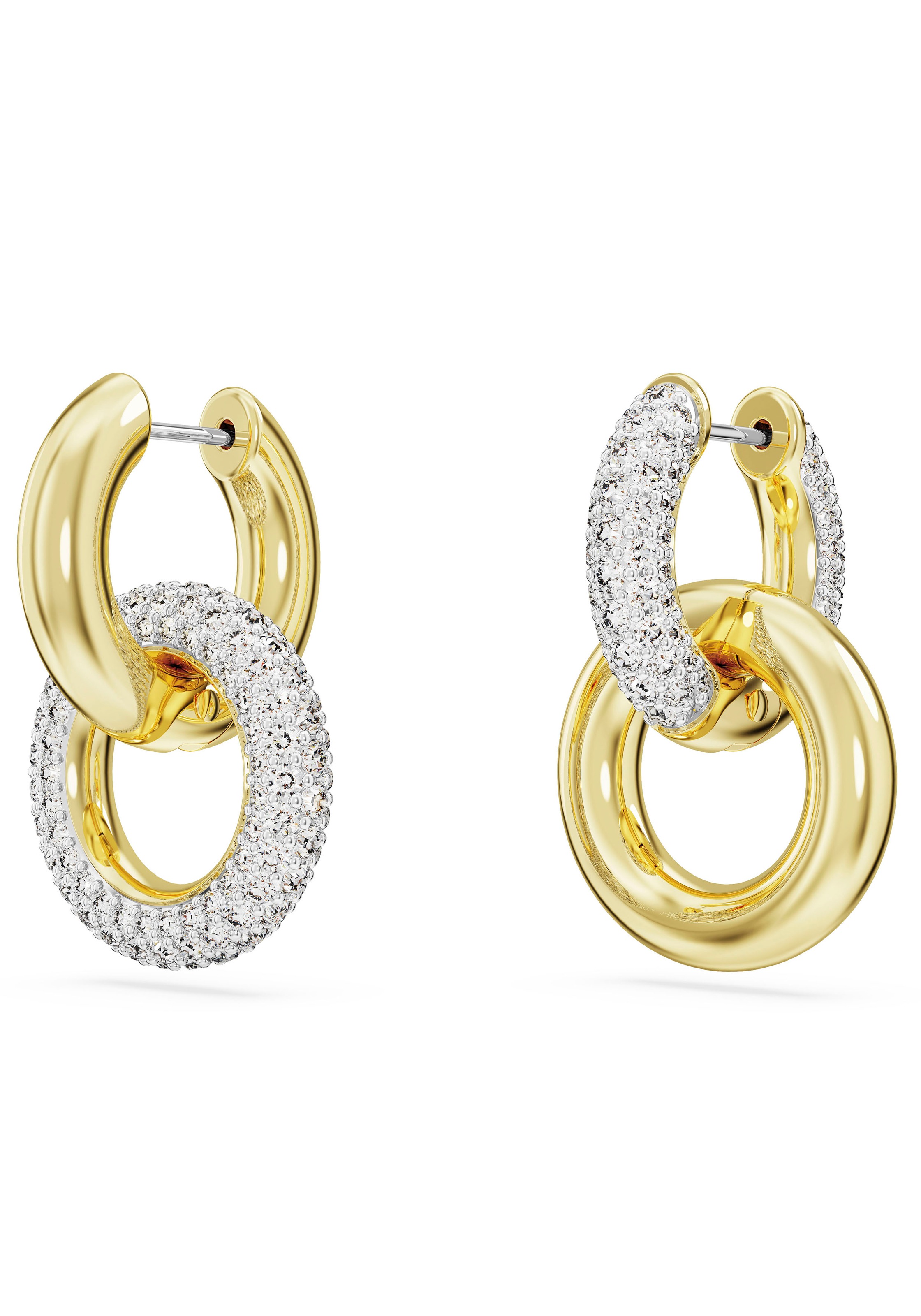 Paar Creolen SWAROVSKI "DEXTERA INTERLINKED", gelb (gelbgoldfarben, metallfarben, kristallweiß, kristallweiß), Ohrringe, Damen, Metall, mit Swarovski Kristall - Einhänger abnehmbar 3