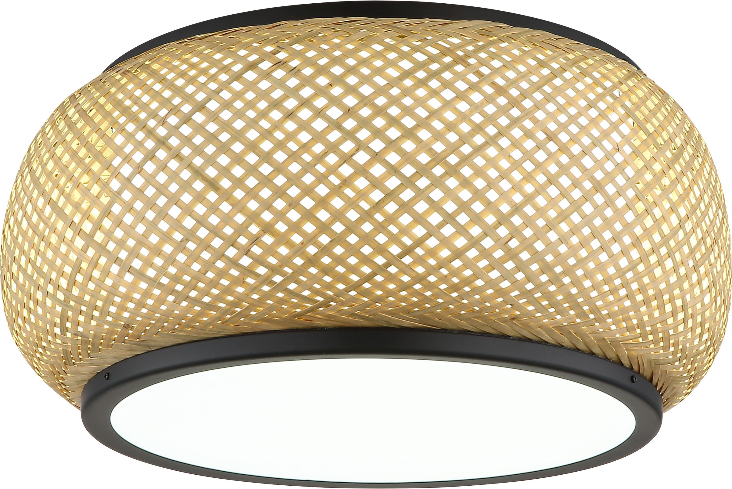 GLOBO LIGHTING Deckenleuchte »BAMBORA« LED-Modul 1 Stk. Schwarze Deckenlampe Bambus LED CCT opal, Memory