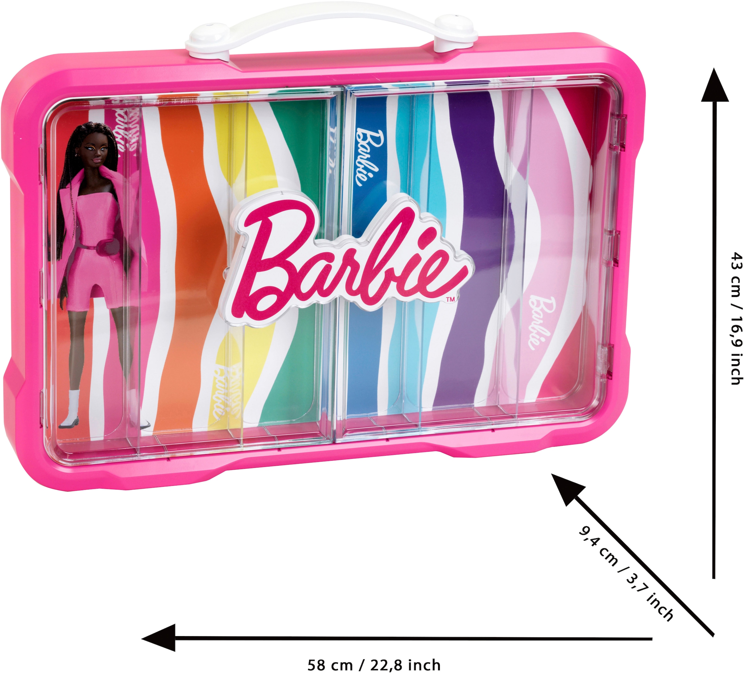 Klein Sammelkoffer »Barbie - Sammelvitrine für 6 Barbies«, mit leuchtendem Barbie Logo
