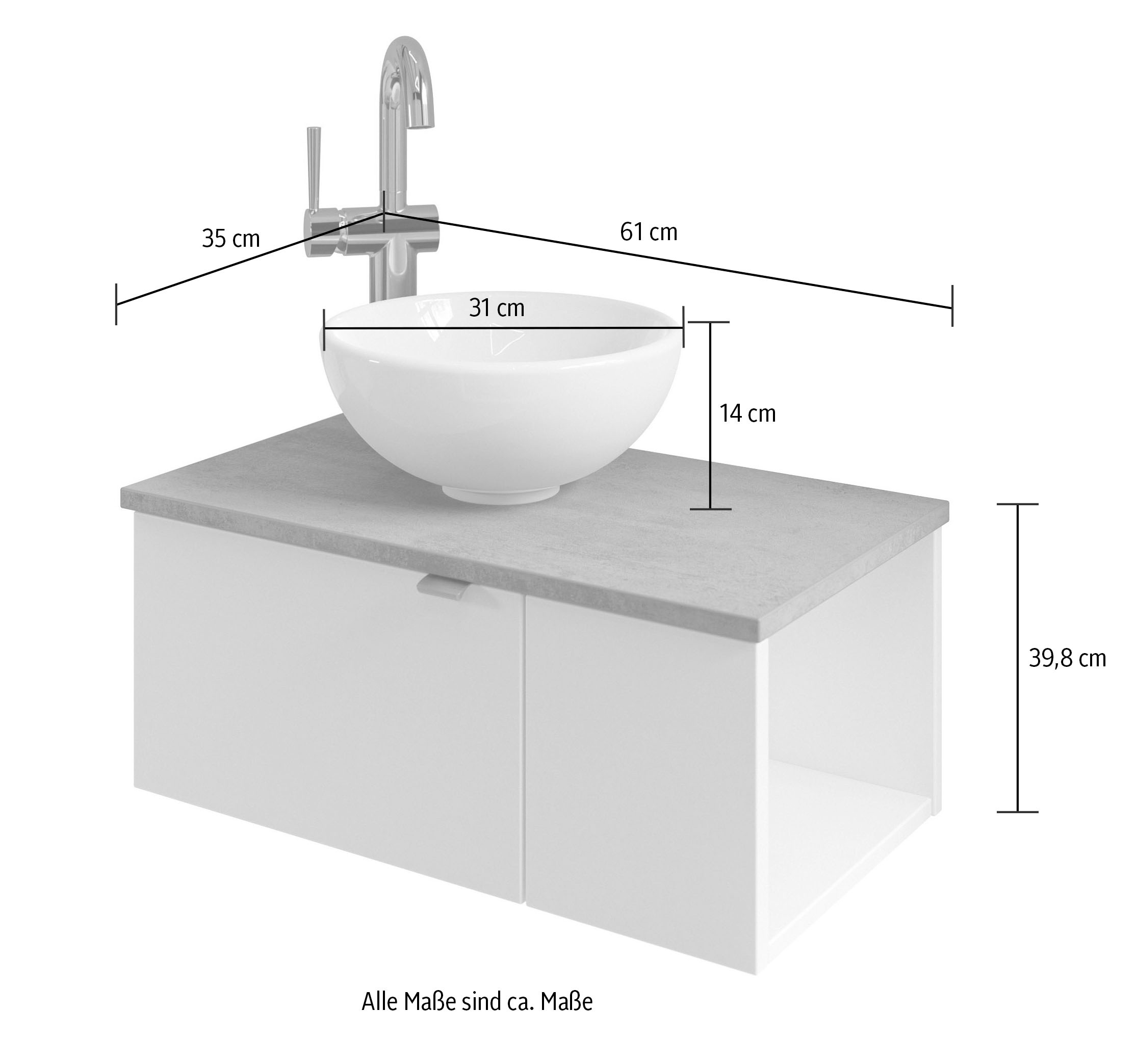 Saphir Badmöbel-Set »Serie 6915«, (4 St.), Gäste-Bad, 70 cm breit, mit LED-Spiegel, offenem Fach und 2 Türen