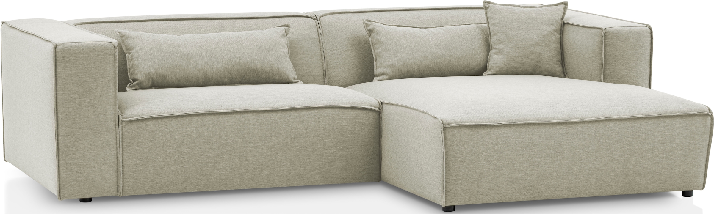 LeGer Home by Lena Gercke Ecksofa »PIARA mit Kedernaht in Cord oder Leinenoptik, moderne Couch in L-Form«, wahlweise Ottomane rechts/links, schwarze Füße, bequemer Sitzkomfort