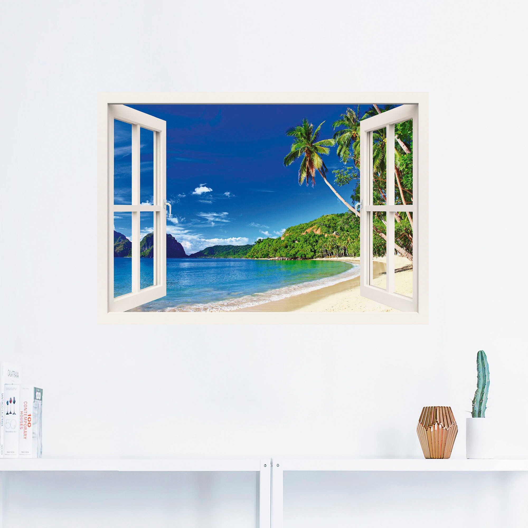 Artland Wandbild Fensterblick, Paradies«, Alubild, (1 oder versch. | BAUR Leinwandbild, in kaufen Größen St.), Wandaufkleber als »Fensterblick Poster