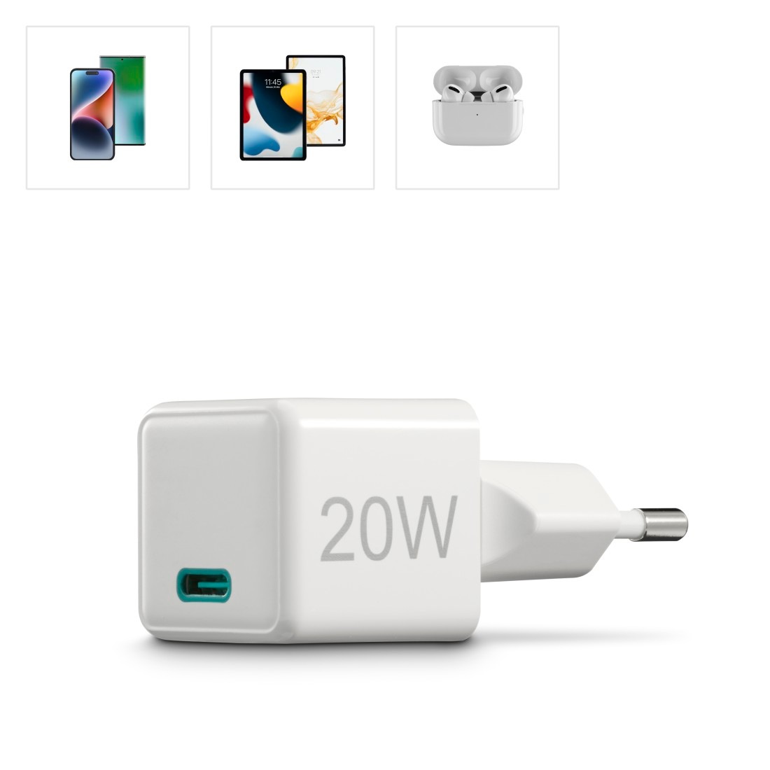 Hama Schnelllade-Gerät »Schnellladegerät (USB-C, PD/QC, extraklein 2,9 x 2,75 x 2,75 cm, 20 W)«, (1 St.)