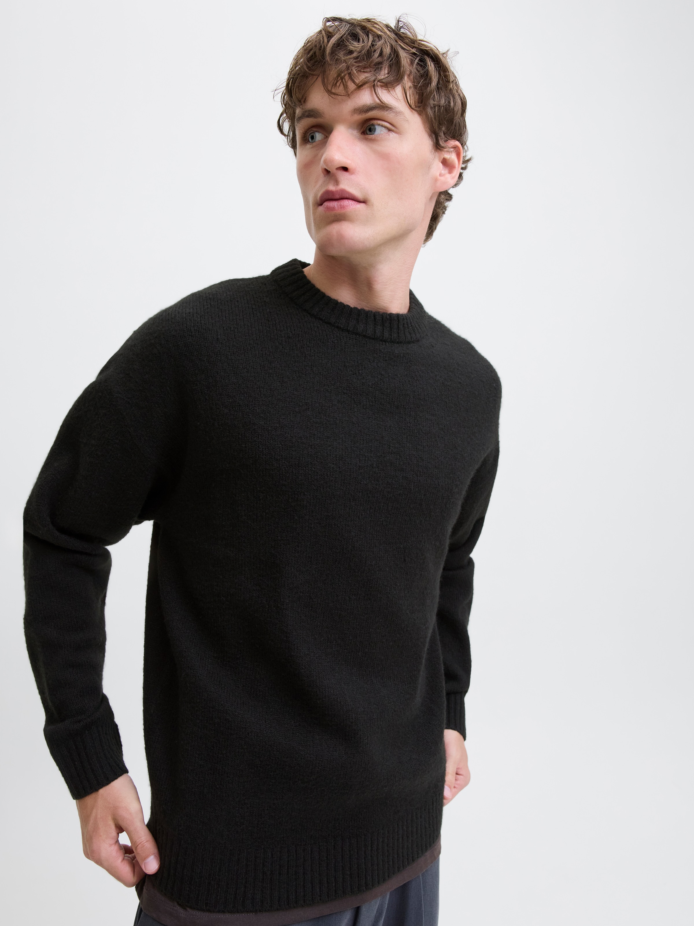 Jack & Jones Rundhalspullover "JJESOHO OLLIE KNIT CREW NECK SN" Materialmix günstig online kaufen