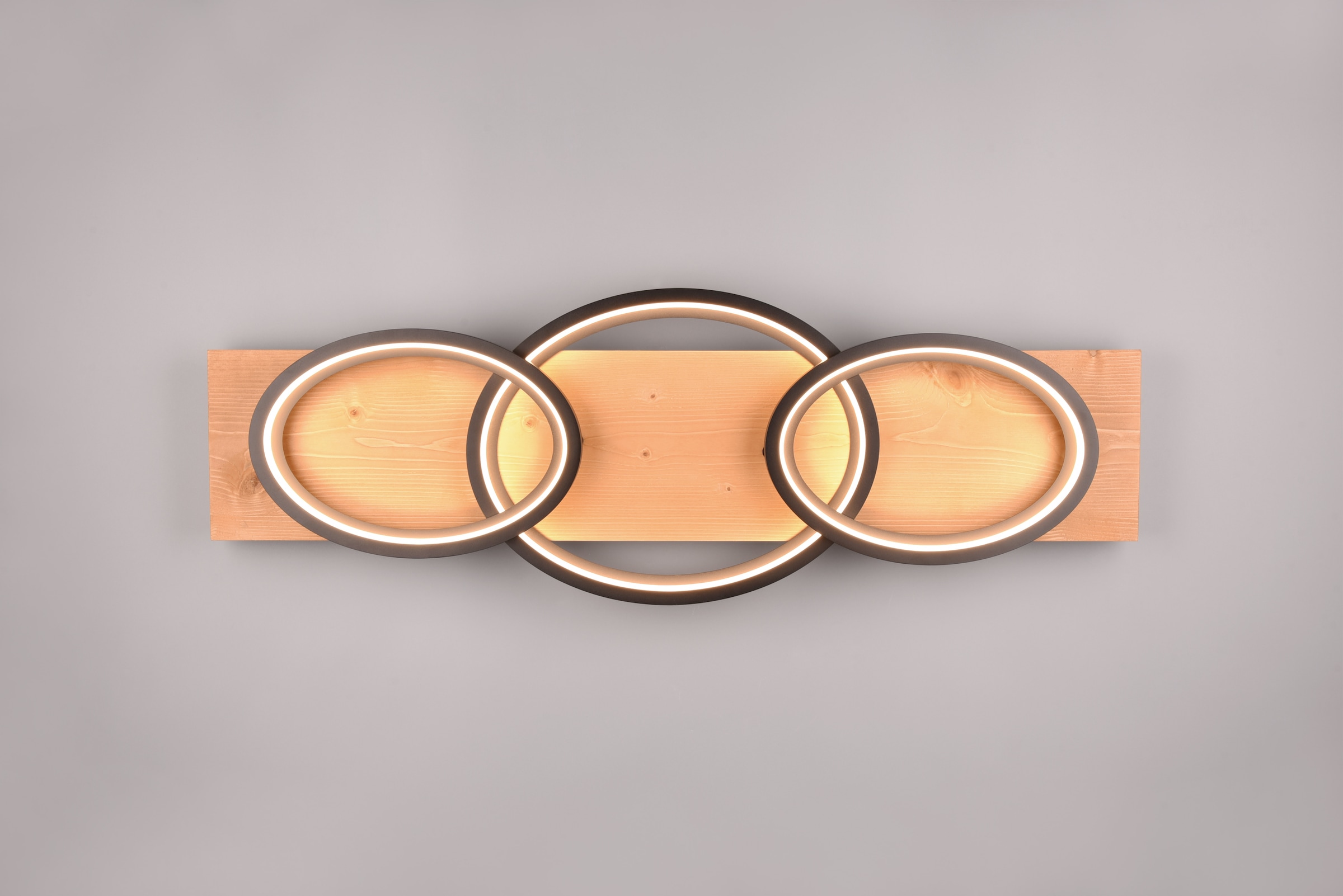 TRIO Leuchten LED Deckenleuchte »BARCA, dimmbare Deckenlampe aus Holz & Metall mit indirektem Licht«, 1 flammig, Leuchtmittel LED-Board | LED fest integriert, LED warmweiß & 4700 Lumen, für Wand- und Deckenmontage, 3 Dimmstufen