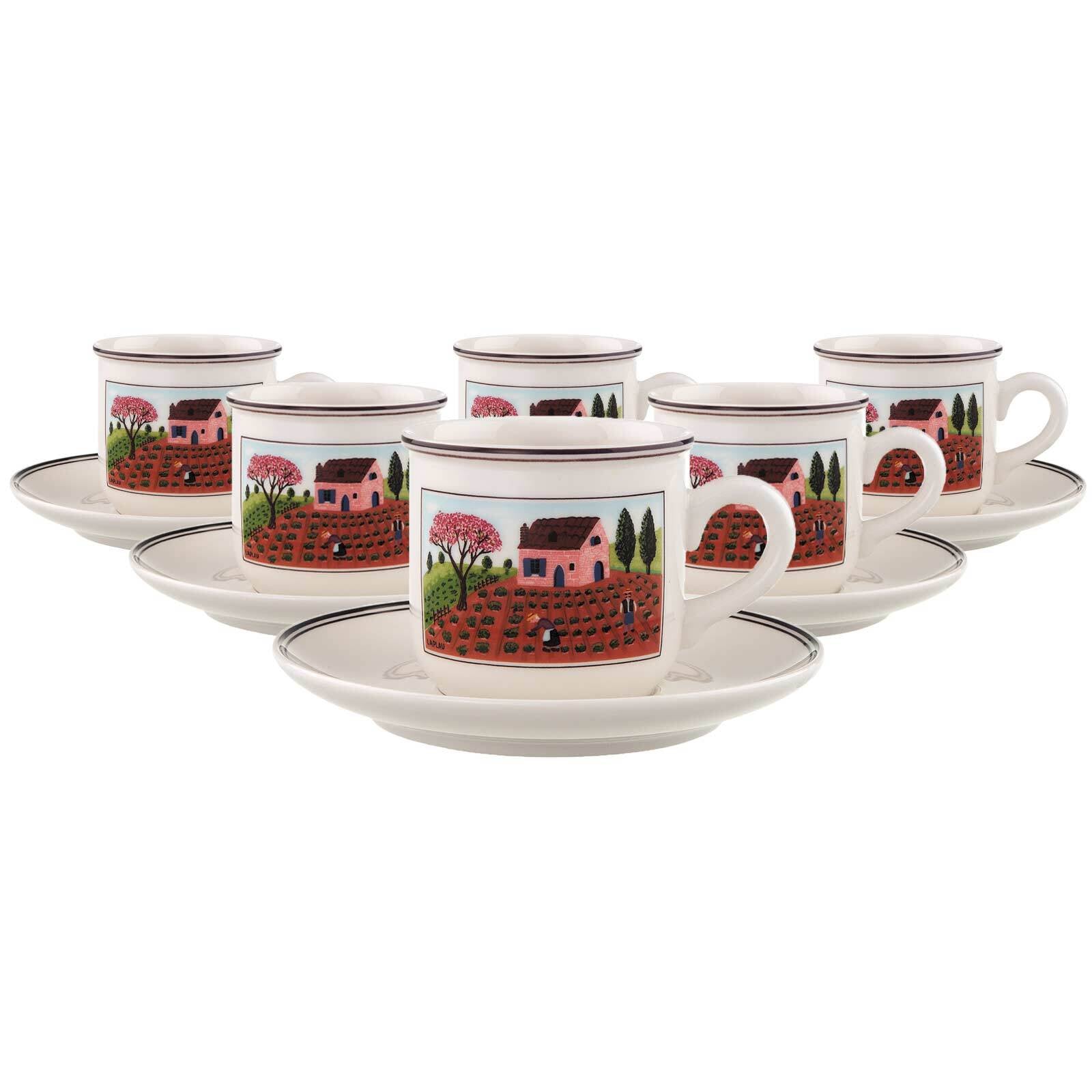 Villeroy & Boch Tasse "Kaffeetassen mit Untertassen Design Naif 200 ml 6er Set bunt"