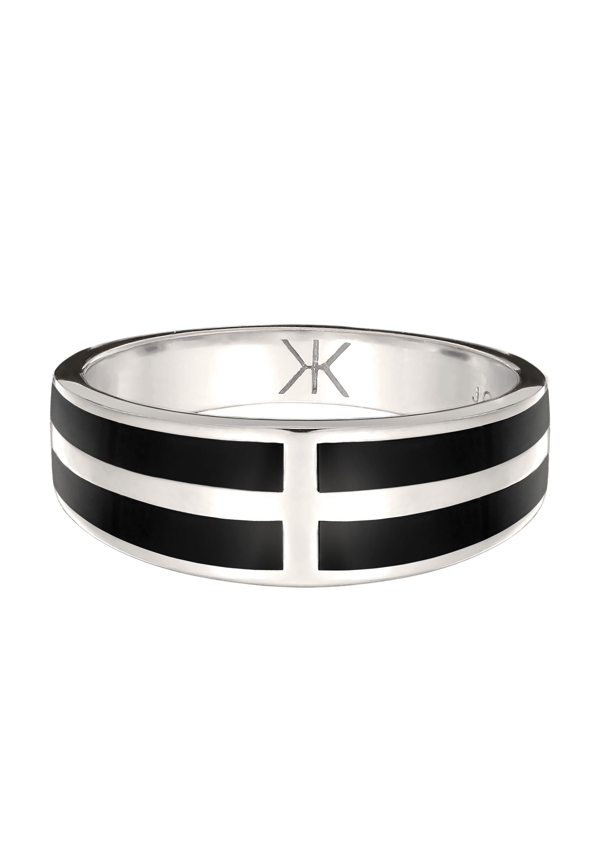 Kuzzoi Silberring »Ring Bandring Emaille Schwarz 925 Sterling Silber«