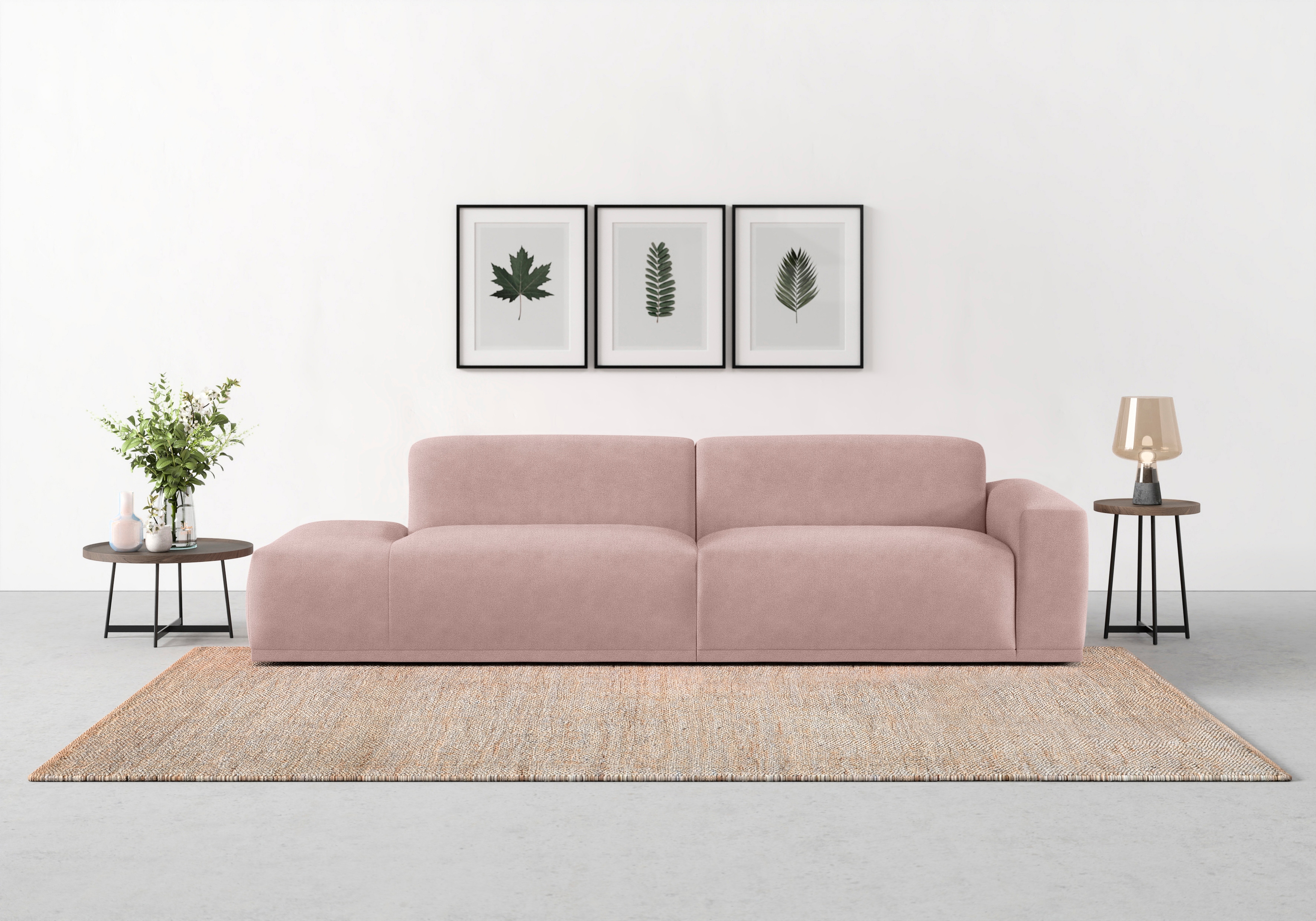 TRENDMANUFAKTUR Big-Sofa "Braga, mit hochwertigem Kaltschaum, Megasofa, Japandi-Design" modernes Big-Sofa, Couch mit hohem Sitzkomfort, 277/72/107 cm (B/H/T)