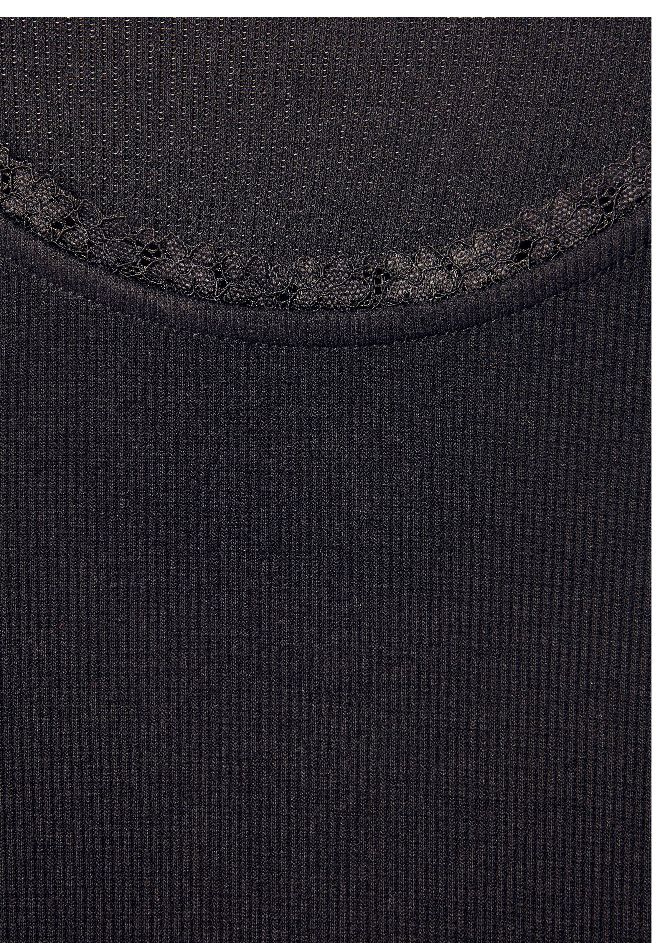 LASCANA Langarmshirt »mit zarter Spitze am Ausschnitt«, aus weicher Viskose-Ripp-Qualität