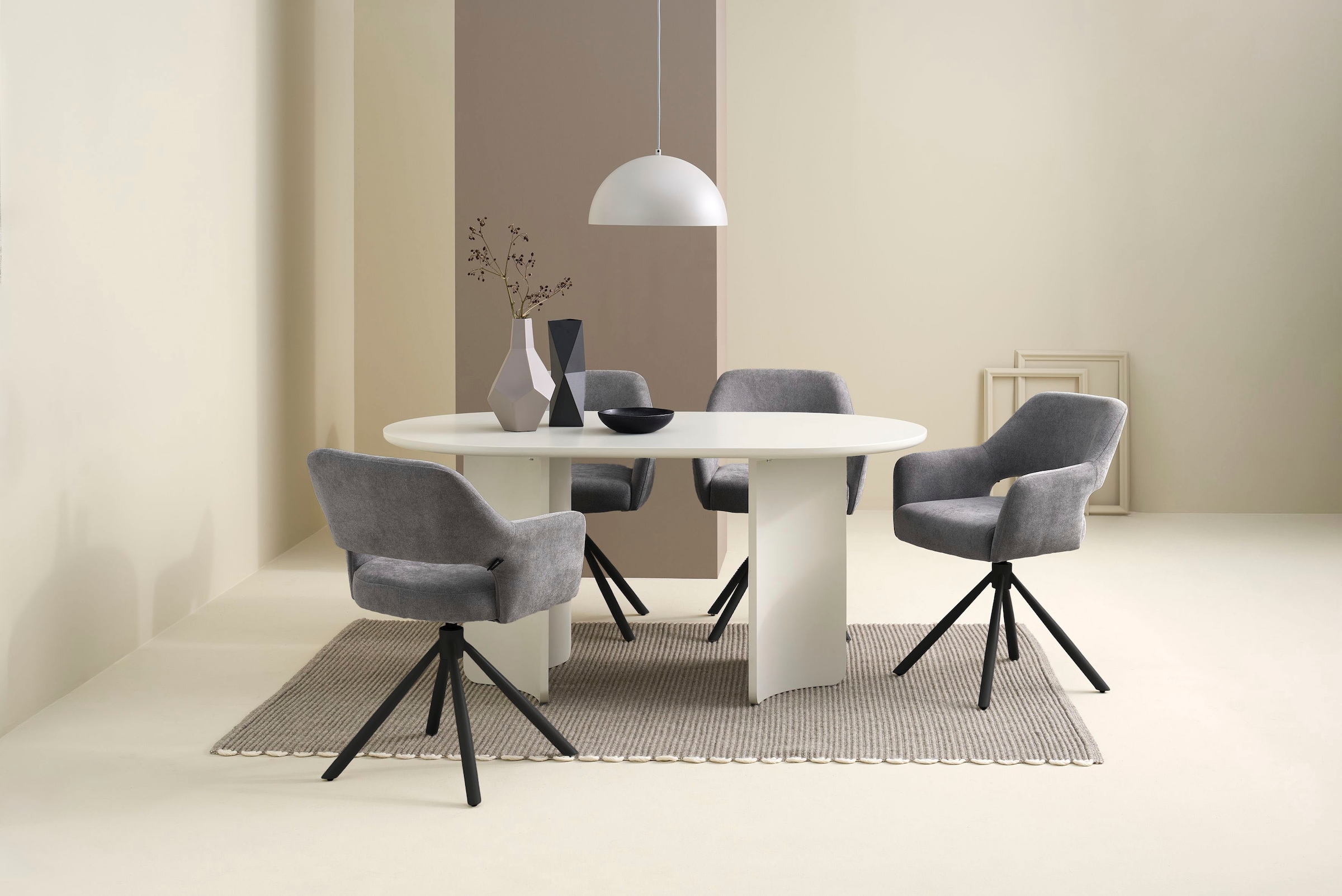 SCHÖNER WOHNEN-Kollektion Esszimmerstuhl »STAVANGER, 360° drehbar mit Rückholfunktion« (Set) 2 Stk.mit Taschenfederkern, Bezug Webstoff, Untergestell pulverbeschichtet