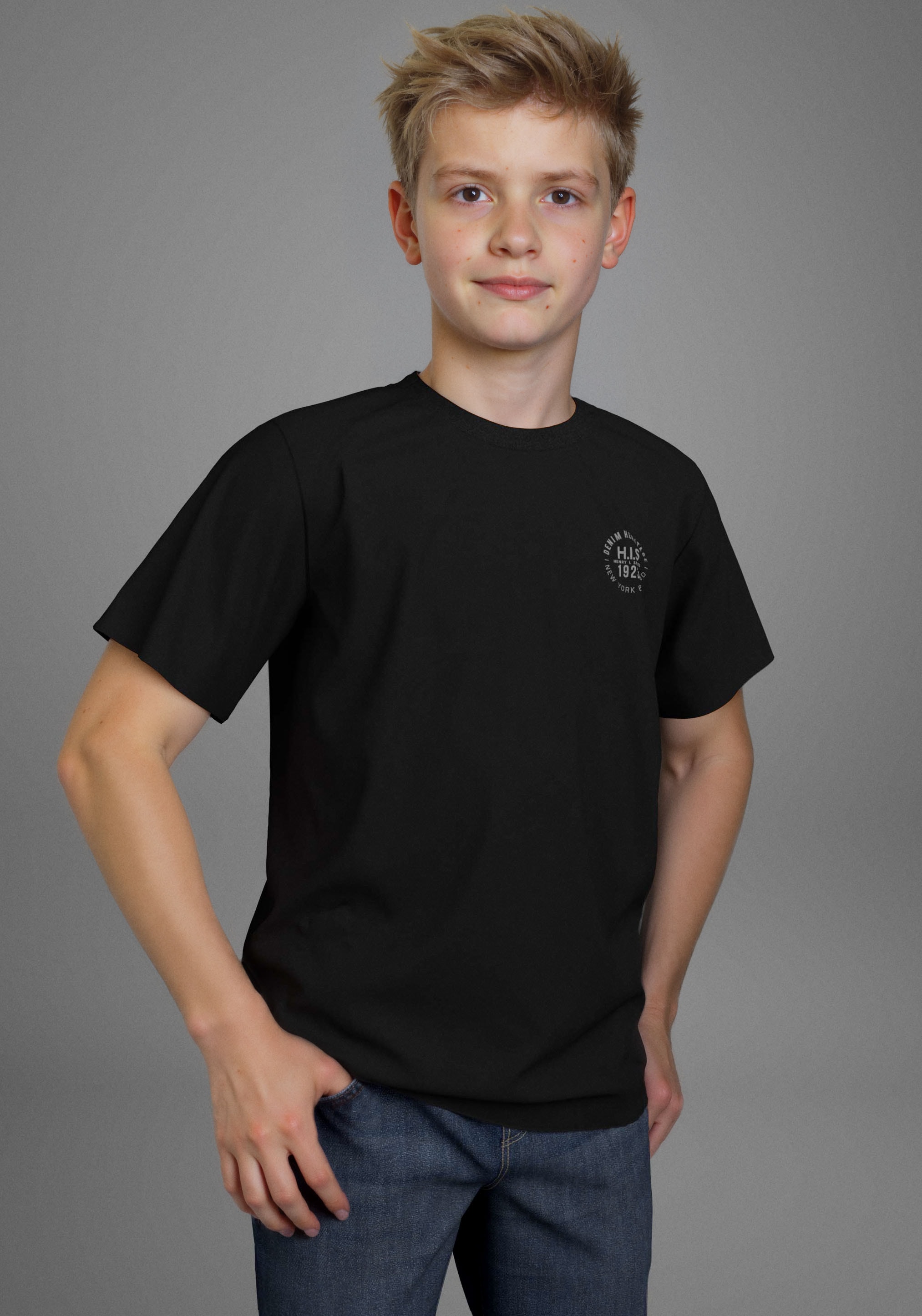 H.I.S T-Shirt »2 T-Shirts mit Logoprint«, (Packung, 2 tlg.), NEU: HIS für TEENS! 2er Pack T-Shirts