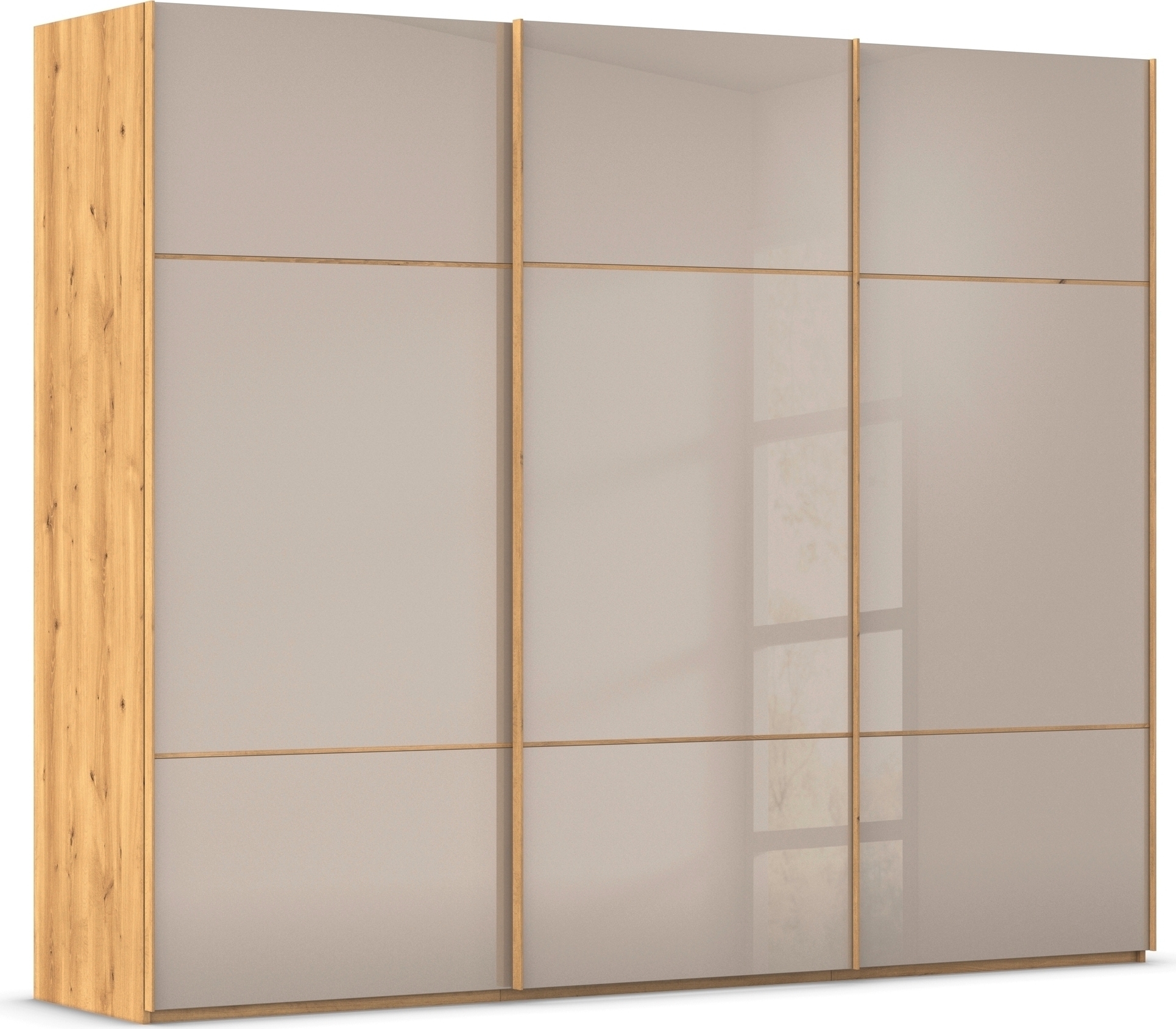 rauch "Kleiderschrank Schrank Garderobe Schlafzimmerschrank SCALE-TRIO" edle dreigeteilte Front mit 2 Zierleisten Glasfront MADE IN GERMANY