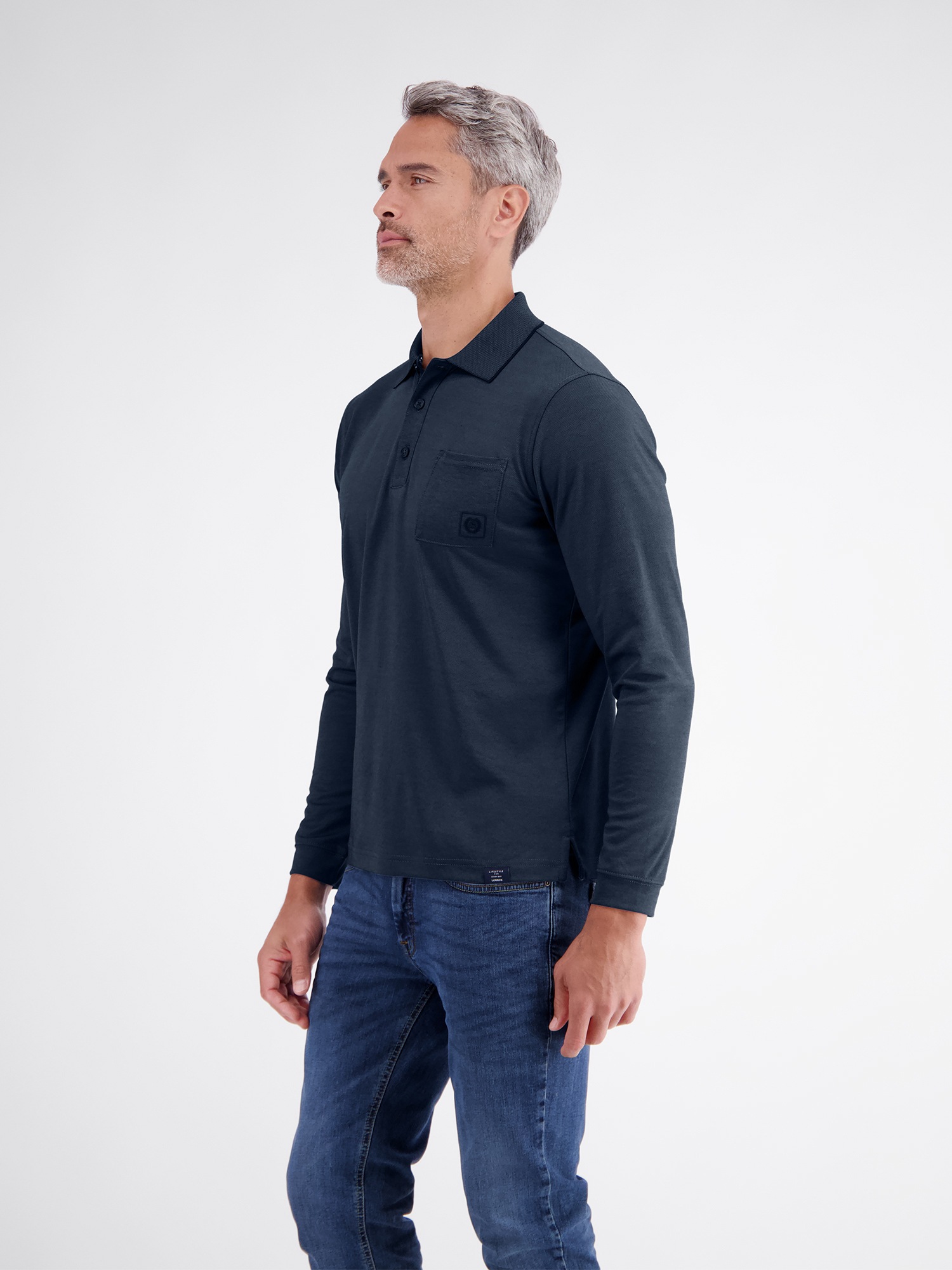 LERROS Langarm-Poloshirt »Legeres Langarm-Polo aus Mischgewebe mit Brusttasche«