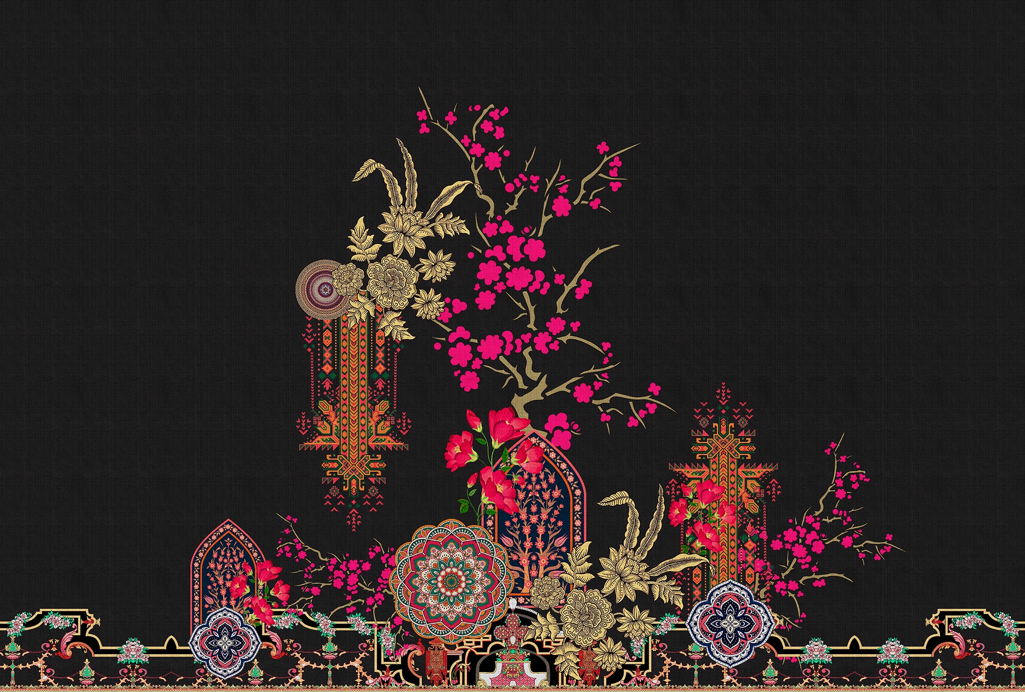 living walls Fototapete "Walls by Patel Oriental Garden" glatt Vlies, Wand günstig online kaufen