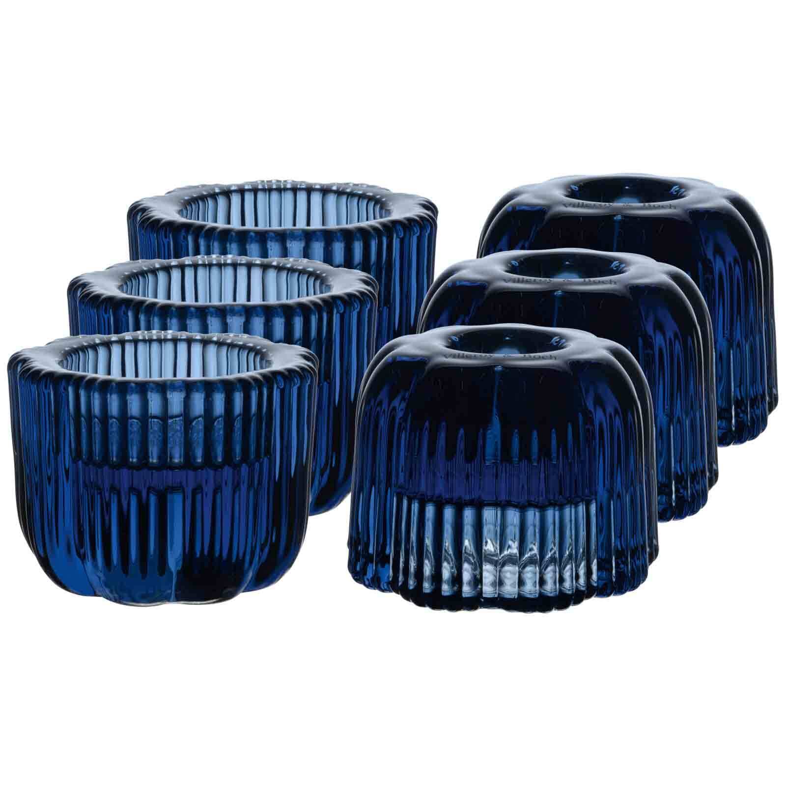 Villeroy & Boch Kerzenhalter "2in1-Kerzenständer Fleur ø 6,3 cm 6er Set blau"
