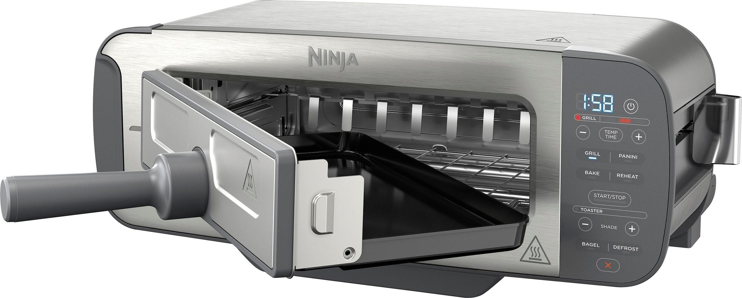 NINJA Toaster "ST202EU Ninja Foodi", 1 Schlitz, 2400 W, 2-in-1 Toaster, Grill & Panini-Presse