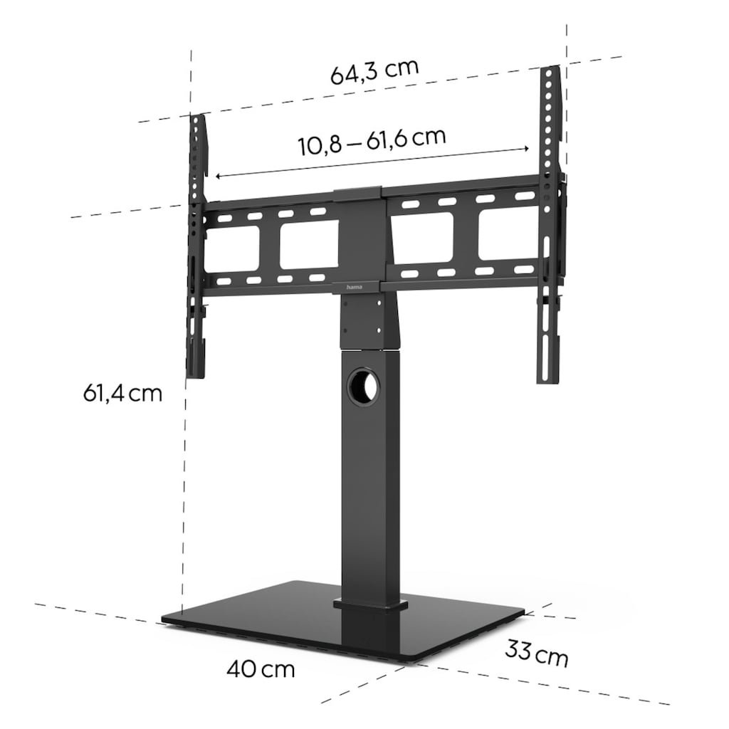 Hama TV-Standfuß »TV Standfuß, schwenkbar, höhenverstellbar, 165 cm, 65 Zoll, bis 40 kg«, bis 165 cm Zoll