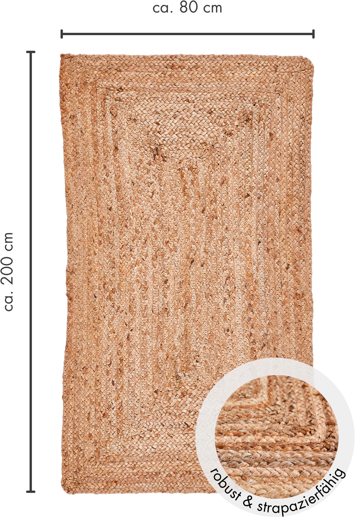 LUXOR living Teppich »Salo«, rechteckig, 6 mm Höhe, Juteteppich, handgeflochten, Flecht Design, 100% Naturfaser