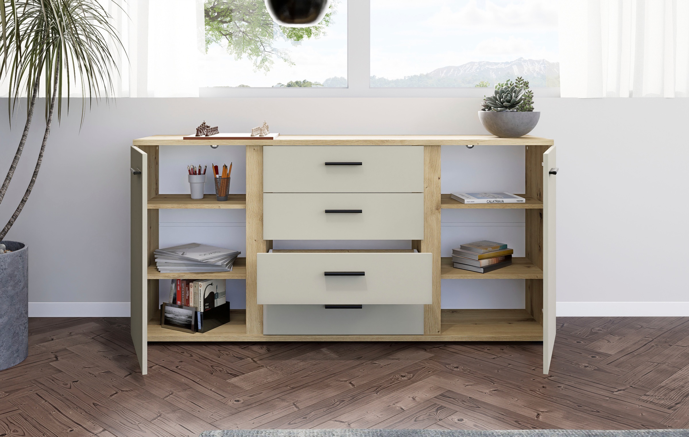 HBZ Sideboard »Kanada, BxHxT 170x84x40 cm«, (1 St.), Breite 170cm, Unterflurauszug, Melaminbeschichtung