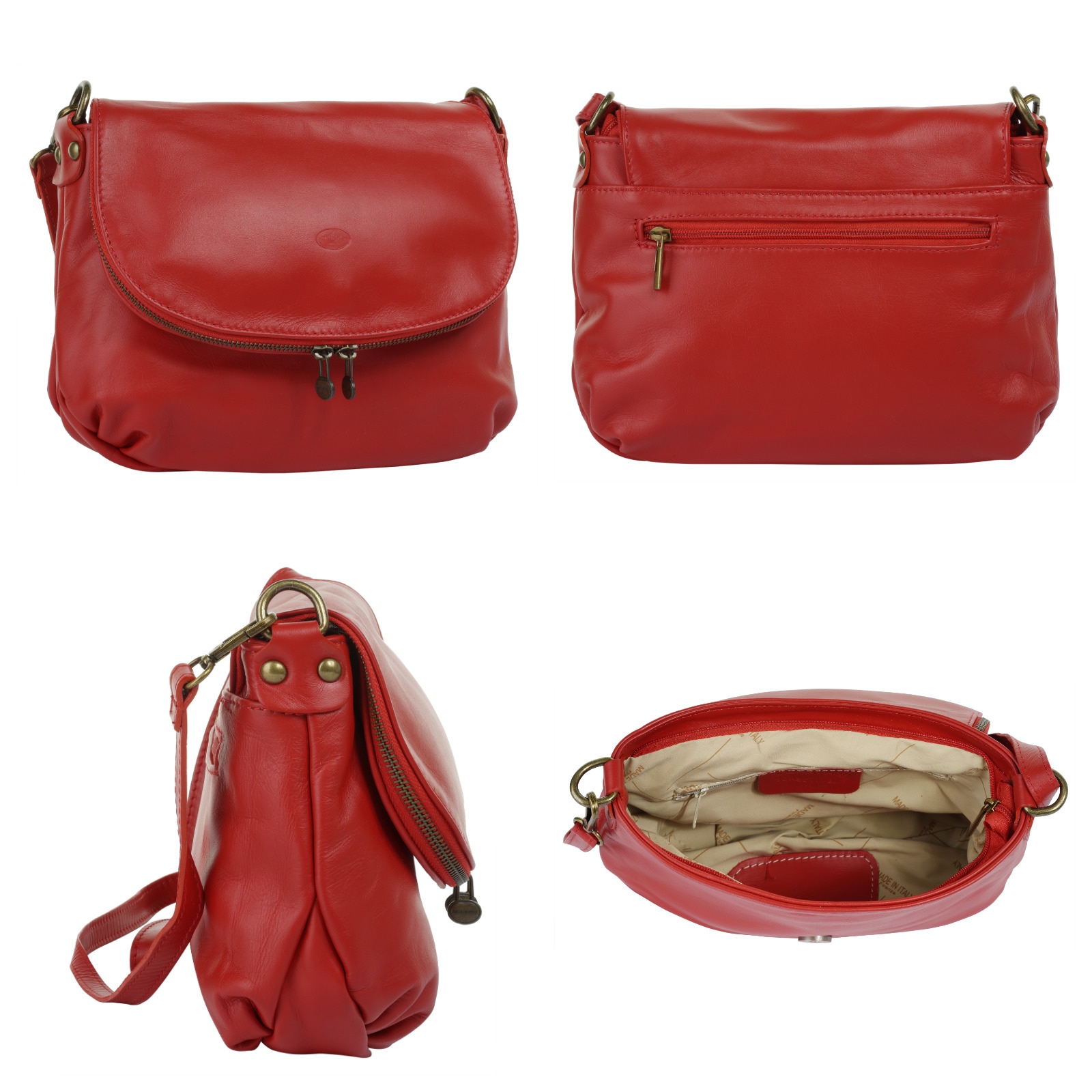 Piké Umhängetasche, echt Leder, Made in Italy
