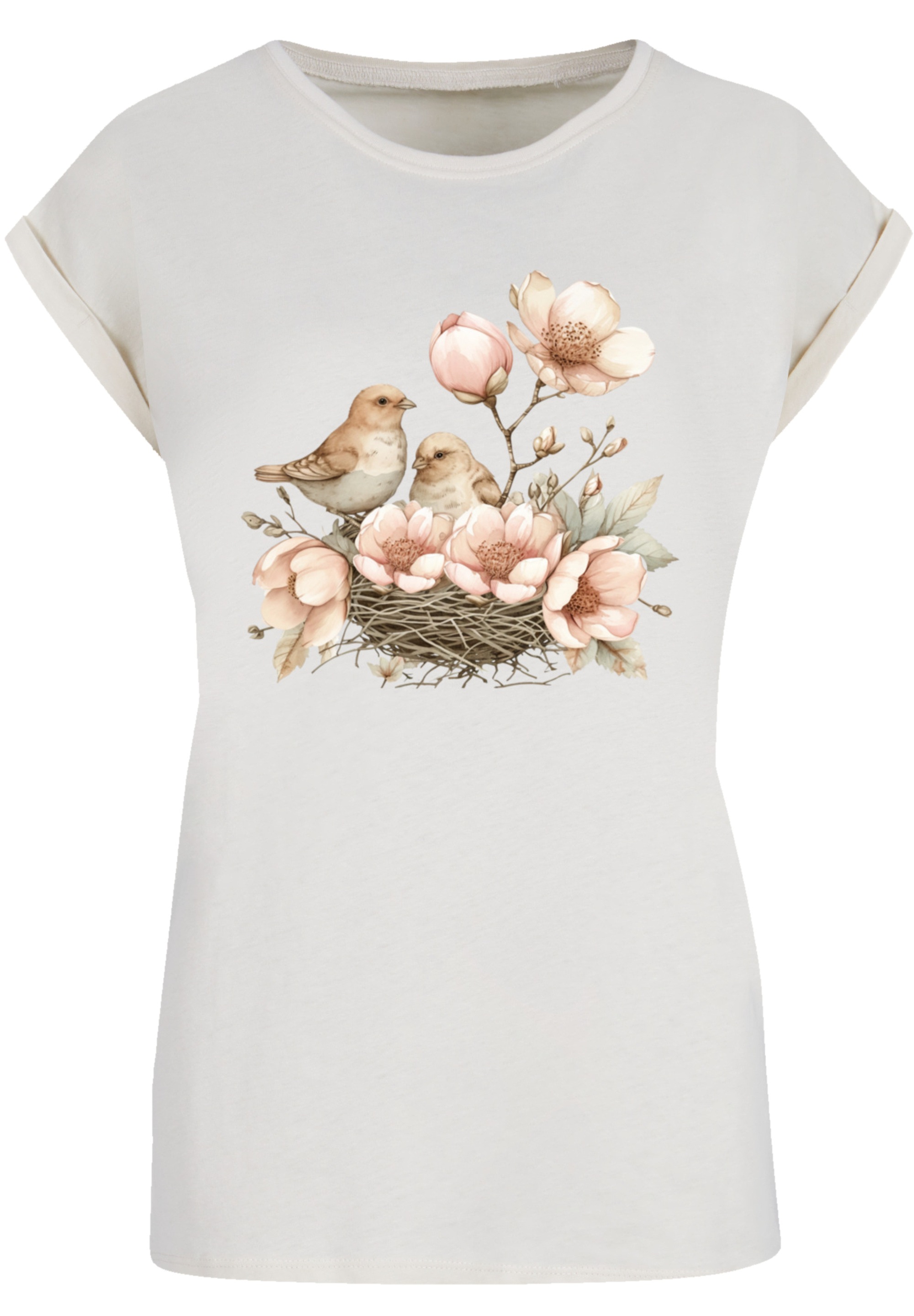 F4NT4STIC T-Shirt »Vogelnest Blumen«, Premium Qualität