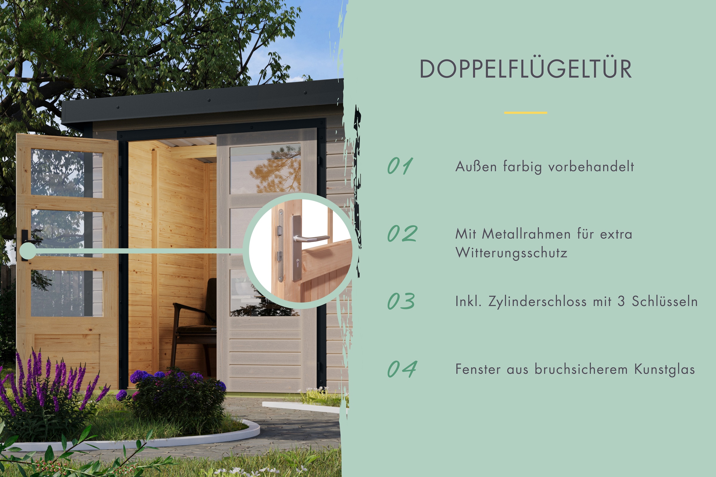 Karibu Gartenhaus »Merkur D«, aus hochwertigen Materialien
