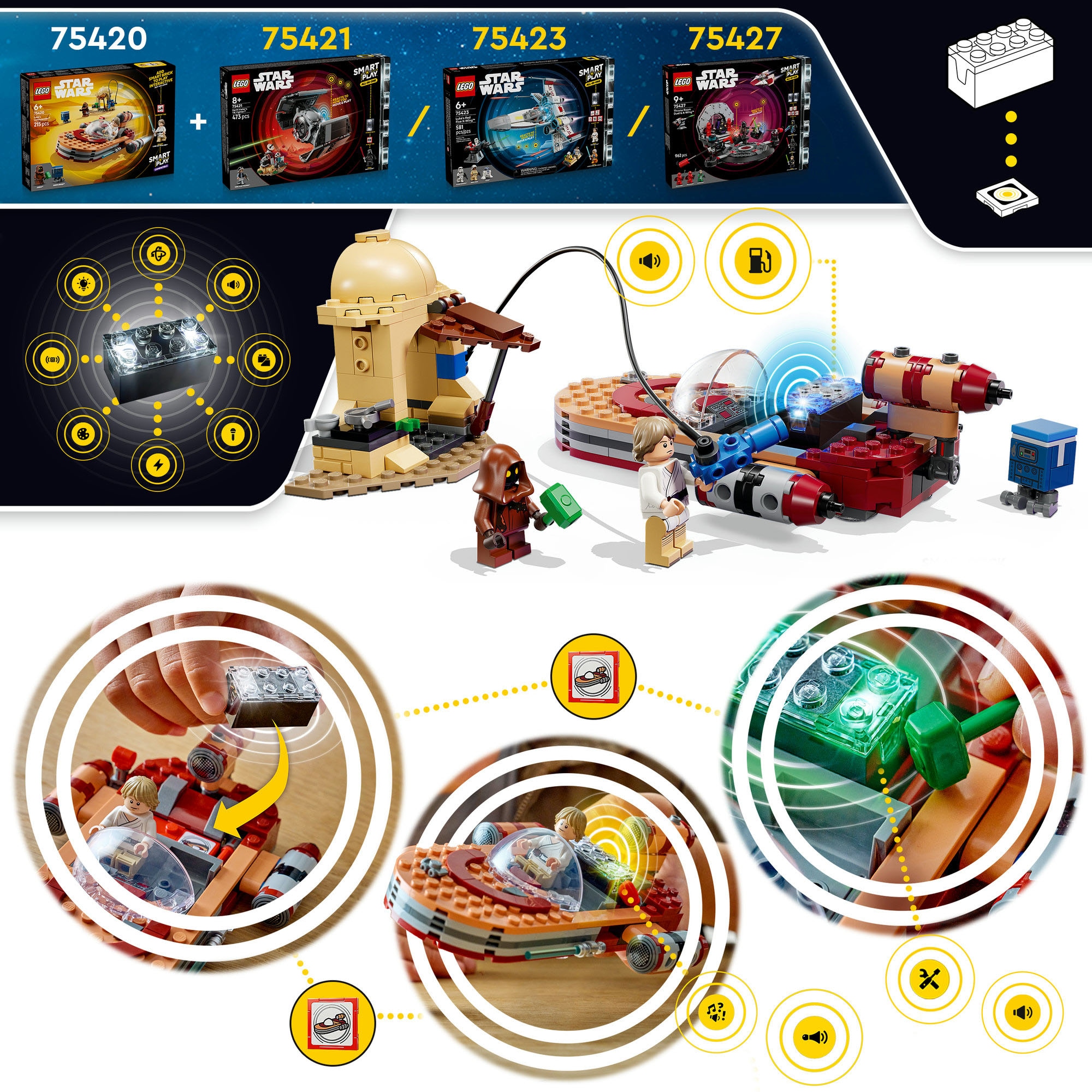 LEGO® Konstruktionsspielsteine »SMART Play: Lukes Landspeeder (75420), LEGO Star Wars ™« Mit SMART Brick kombatibel (nicht im Lieferumfang enthalten)