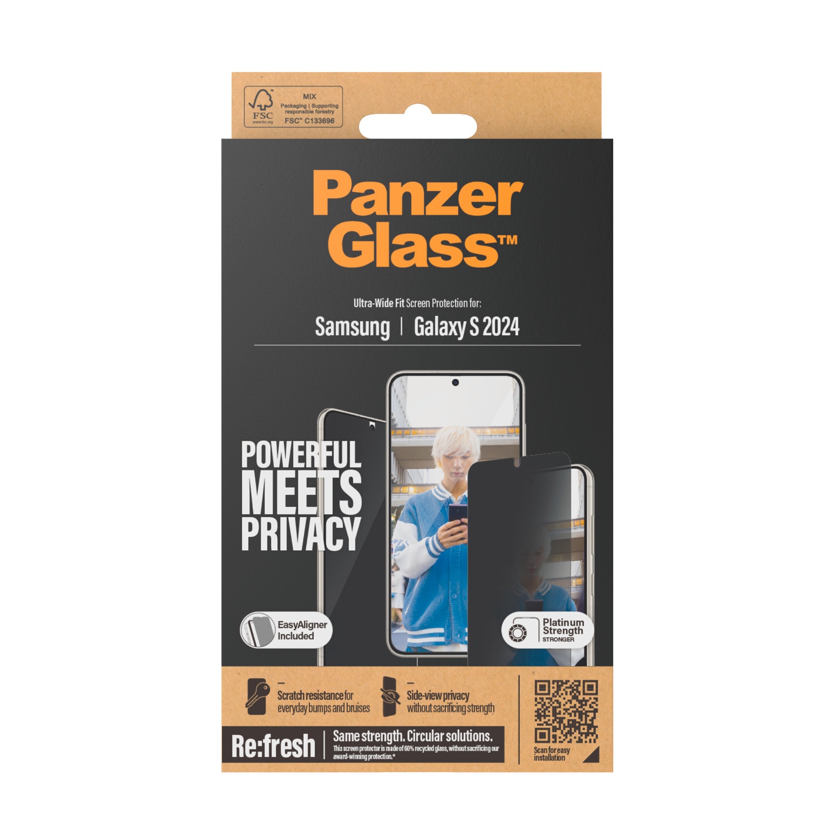 PanzerGlass Displayschutzglas »Ultra Wide Fit Privacy Screen Protector«, für Samsung Galaxy S24, Displayschutzfolie, stoßfest, kratzbeständig