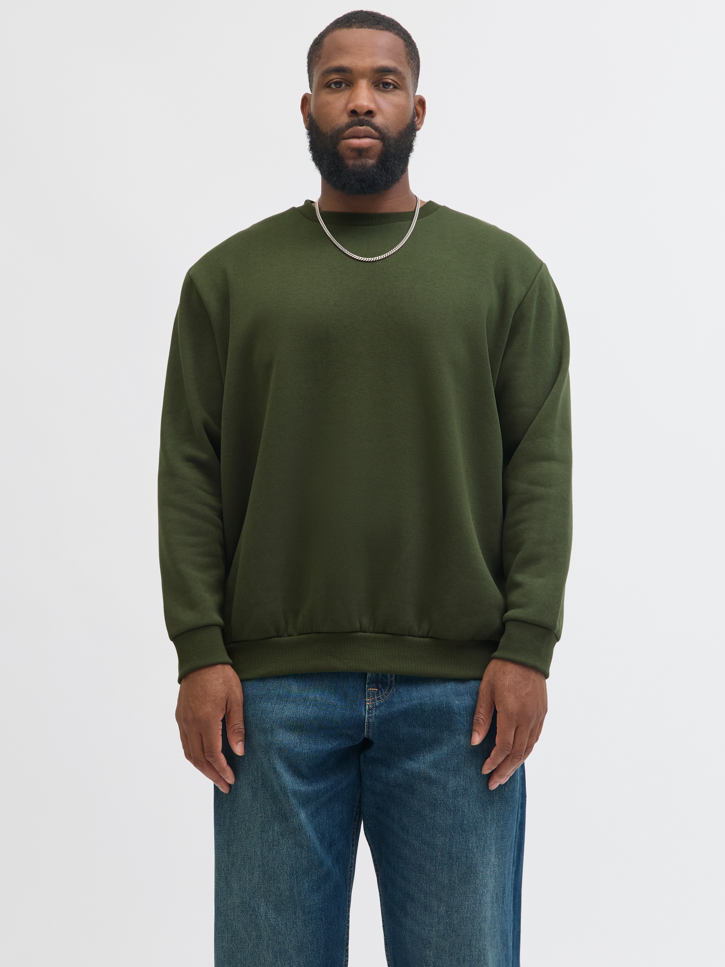 Jack & Jones PlusSize Sweatshirt »JJEBRADLEY SWEAT CREW NOOS PLS«, mit Rippbündchen