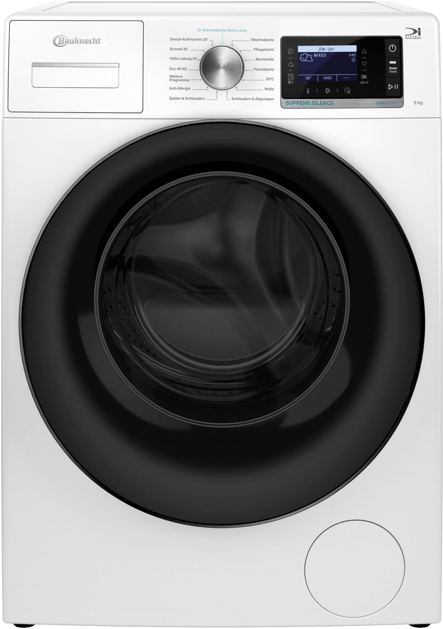 BAUKNECHT Waschmaschine »B6R 88E SILENCE DE«, 8 kg, 1400 U/min, Dampfprogramm, besonders leise, Vollwasserschutz